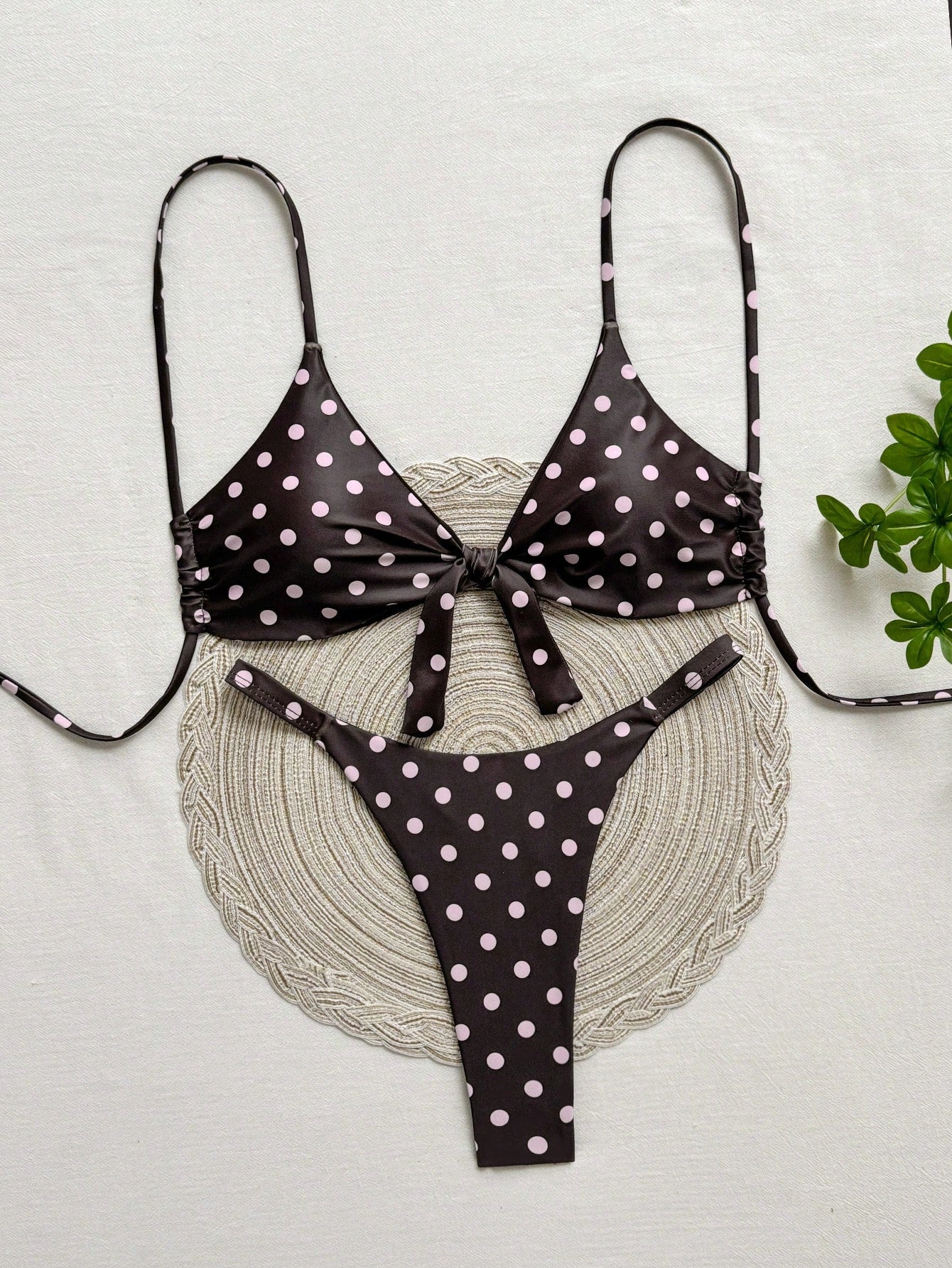 Women's Polka Dot Print Spaghetti Strap Bikini Set, Suitable For Christmas, New Year And Other Important - image 7