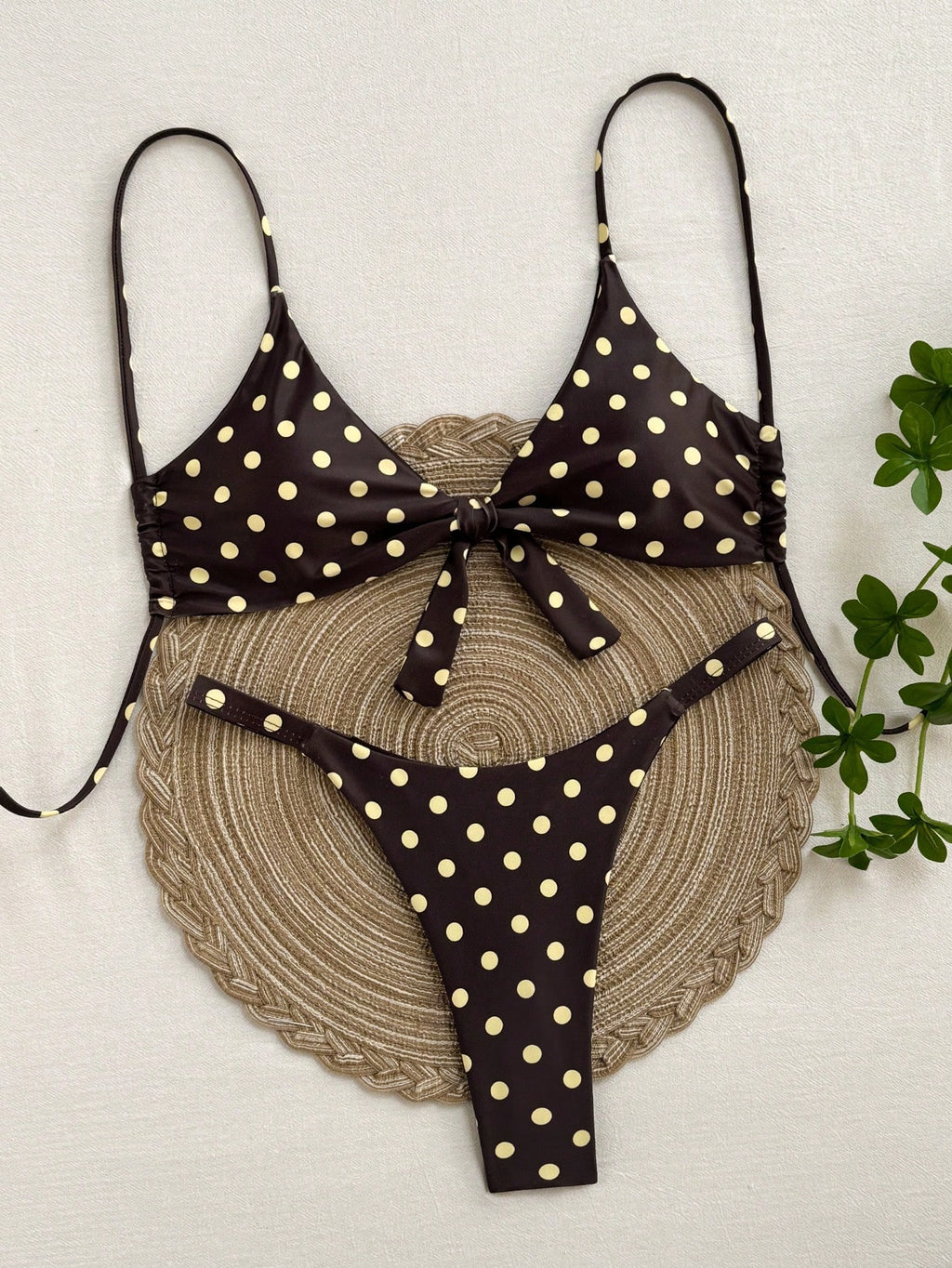 Women's Polka Dot Print Spaghetti Strap Bikini Set, Suitable For Christmas, New Year And Other Important - image 17