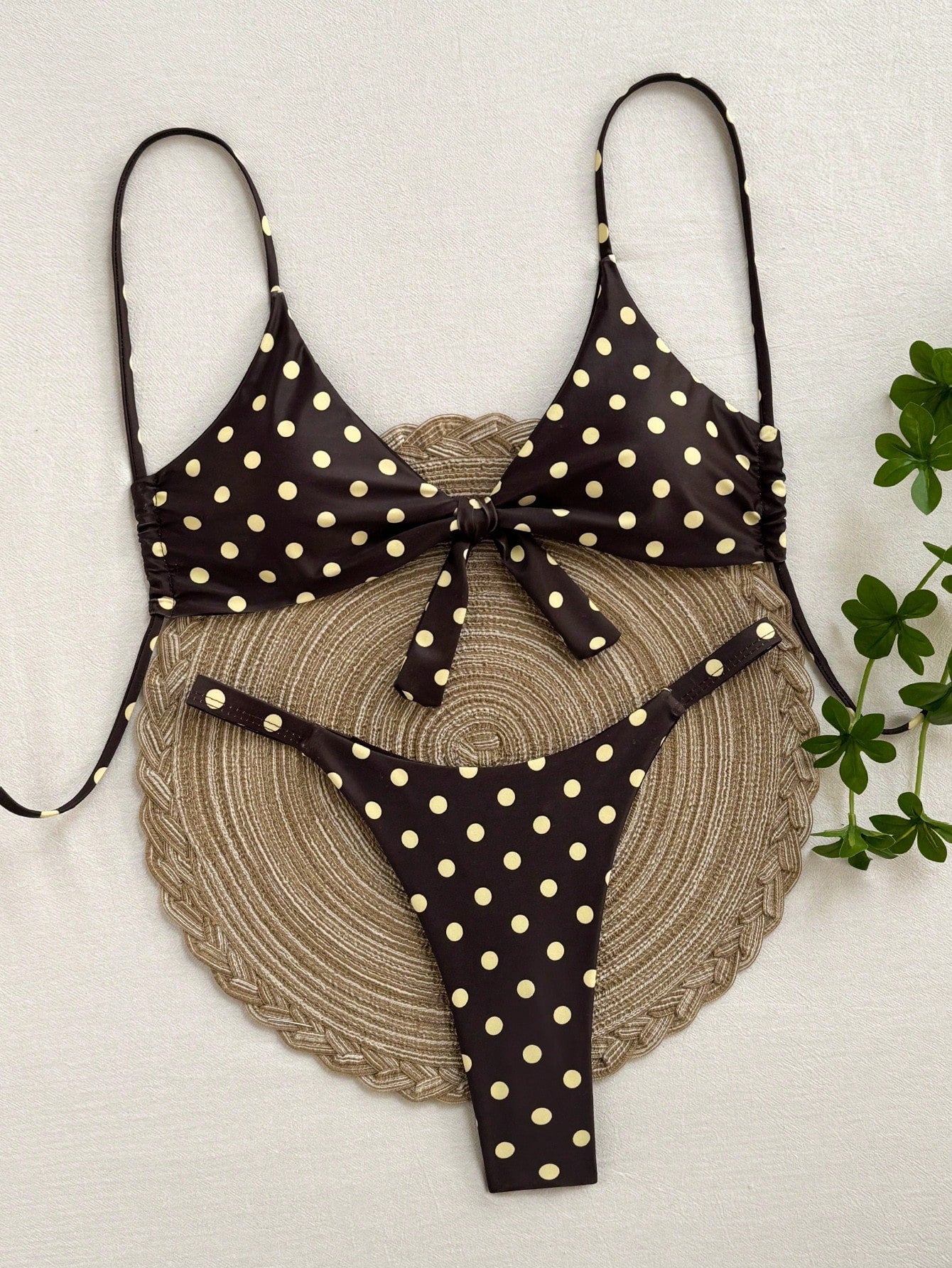 Women's Polka Dot Print Spaghetti Strap Bikini Set, Suitable For Christmas, New Year And Other Important - image 17