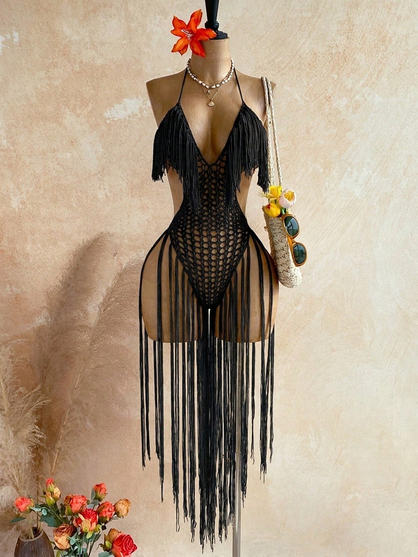 Soleia Women's Tassel Design Halter Neck Casual Vacation Cover-Up Dress - image 11