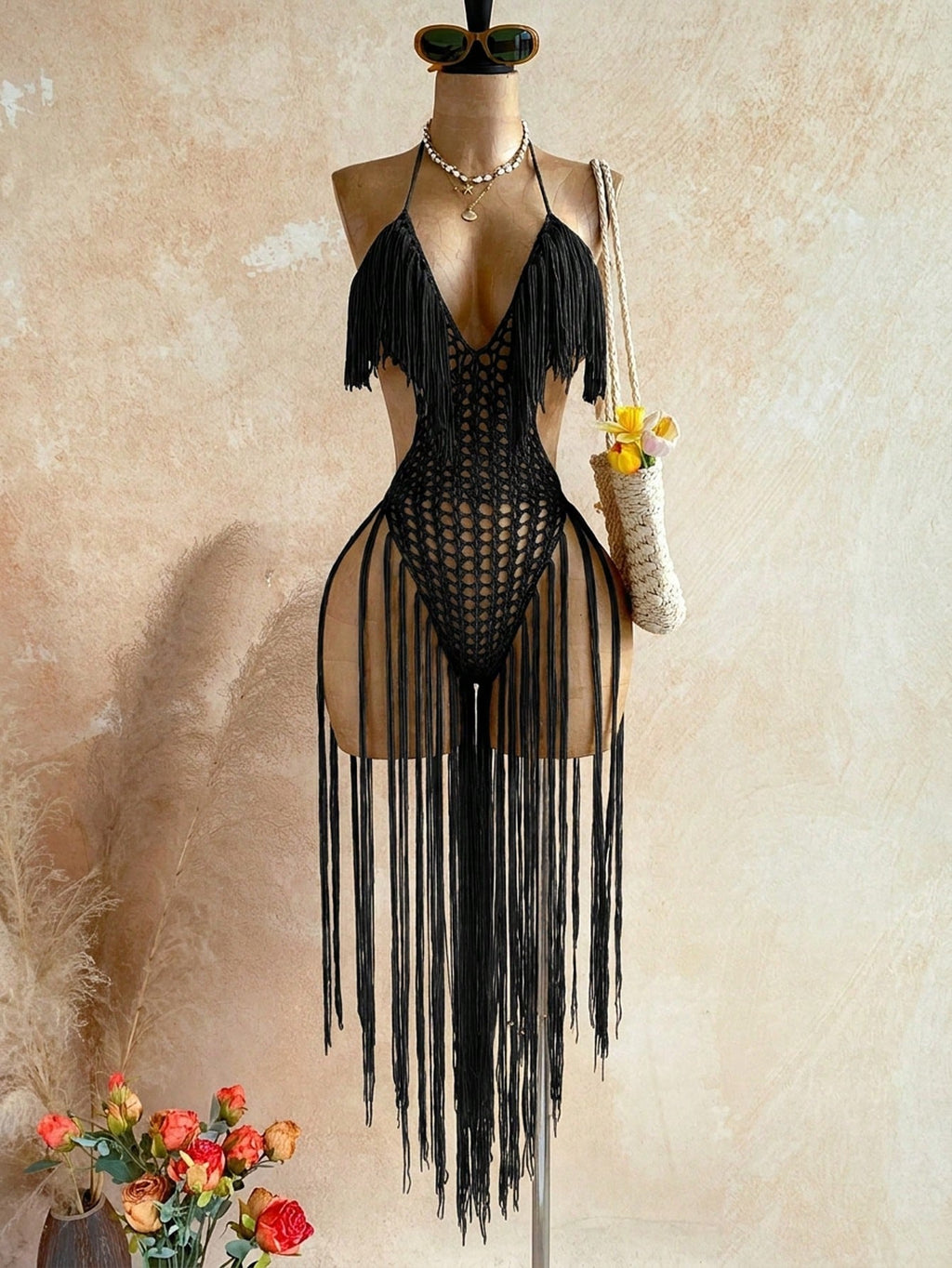 Soleia Women's Tassel Design Halter Neck Casual Vacation Cover-Up Dress - image 13