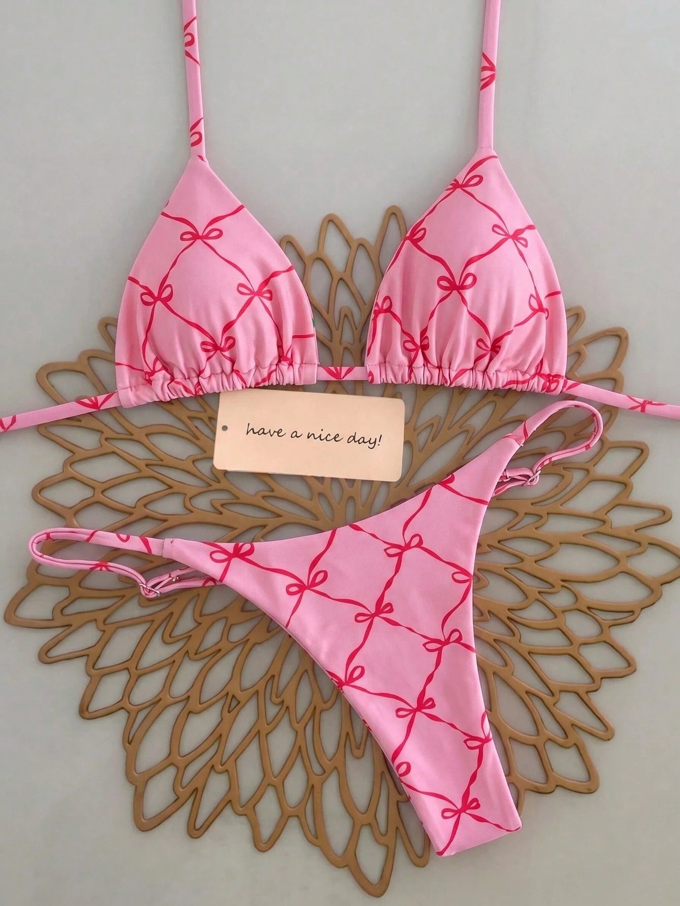 2pcs/Set Fruit Allover Print Strawberry Sexy Backless Tie Bikini Set, For Beach, Stage Performance, Summer - image 6