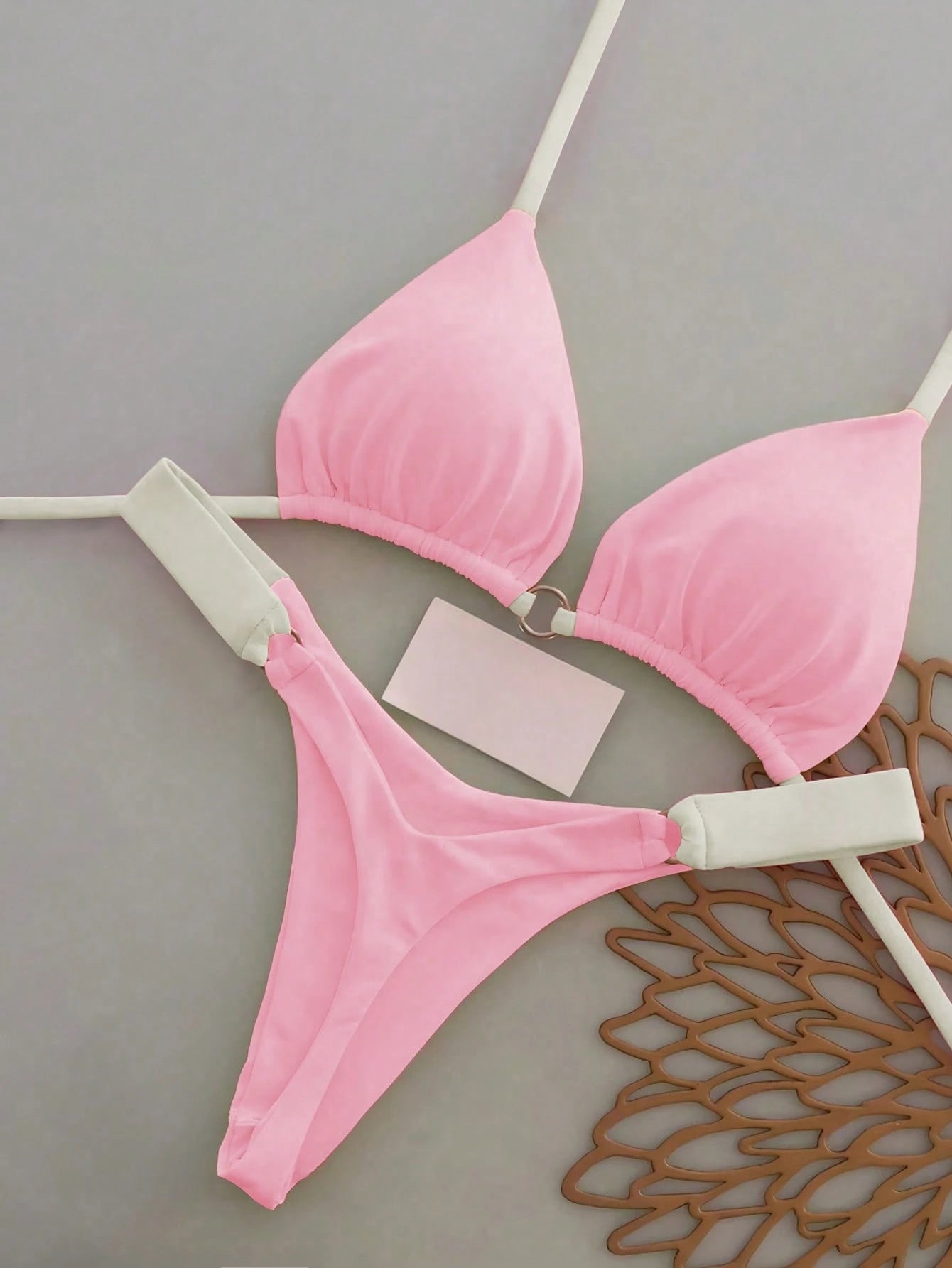 Women's Summer Beach Colorblock Sexy Bikini Swimwear Set Vacation Yellow - image 14