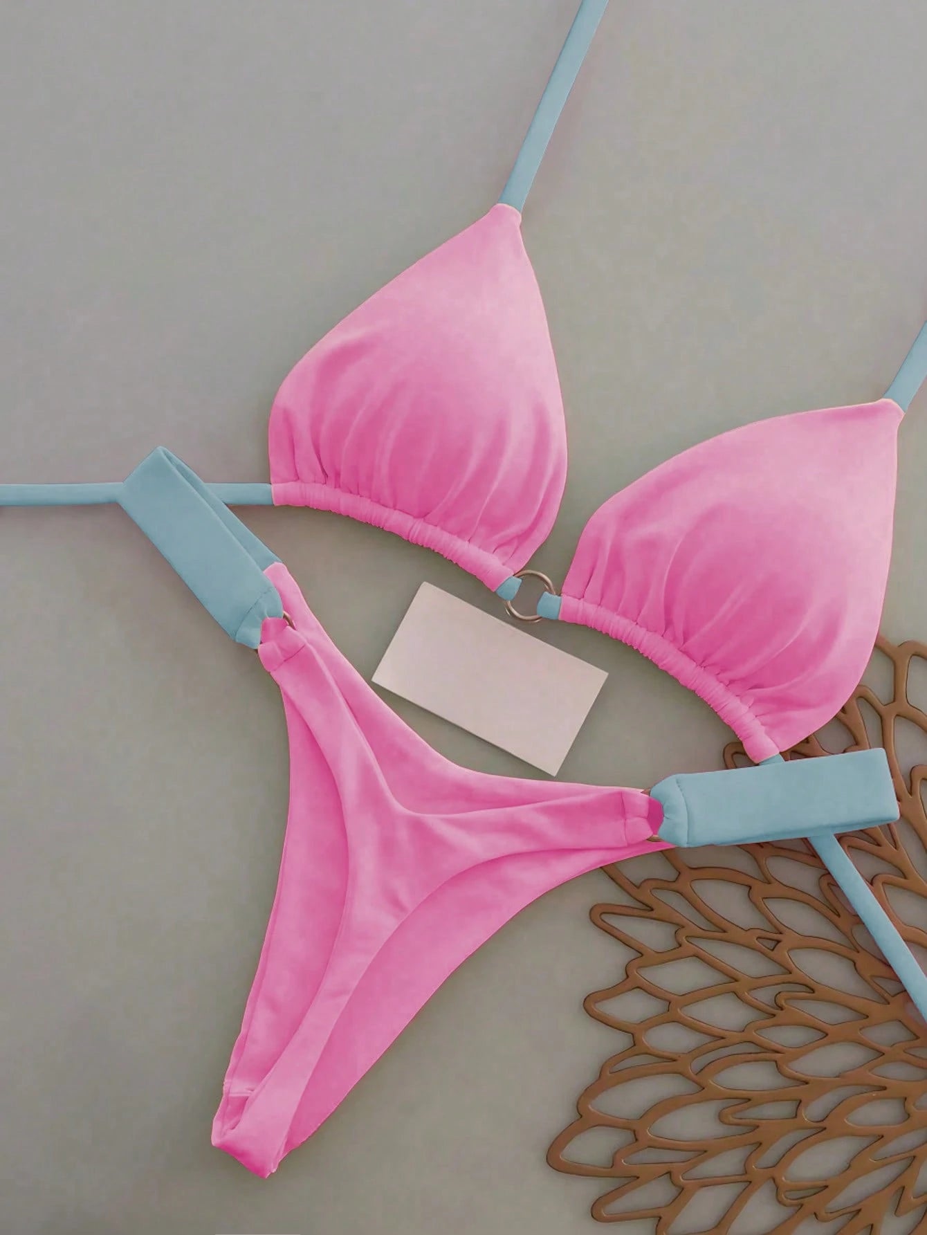 Women's Summer Beach Colorblock Sexy Bikini Swimwear Set Vacation