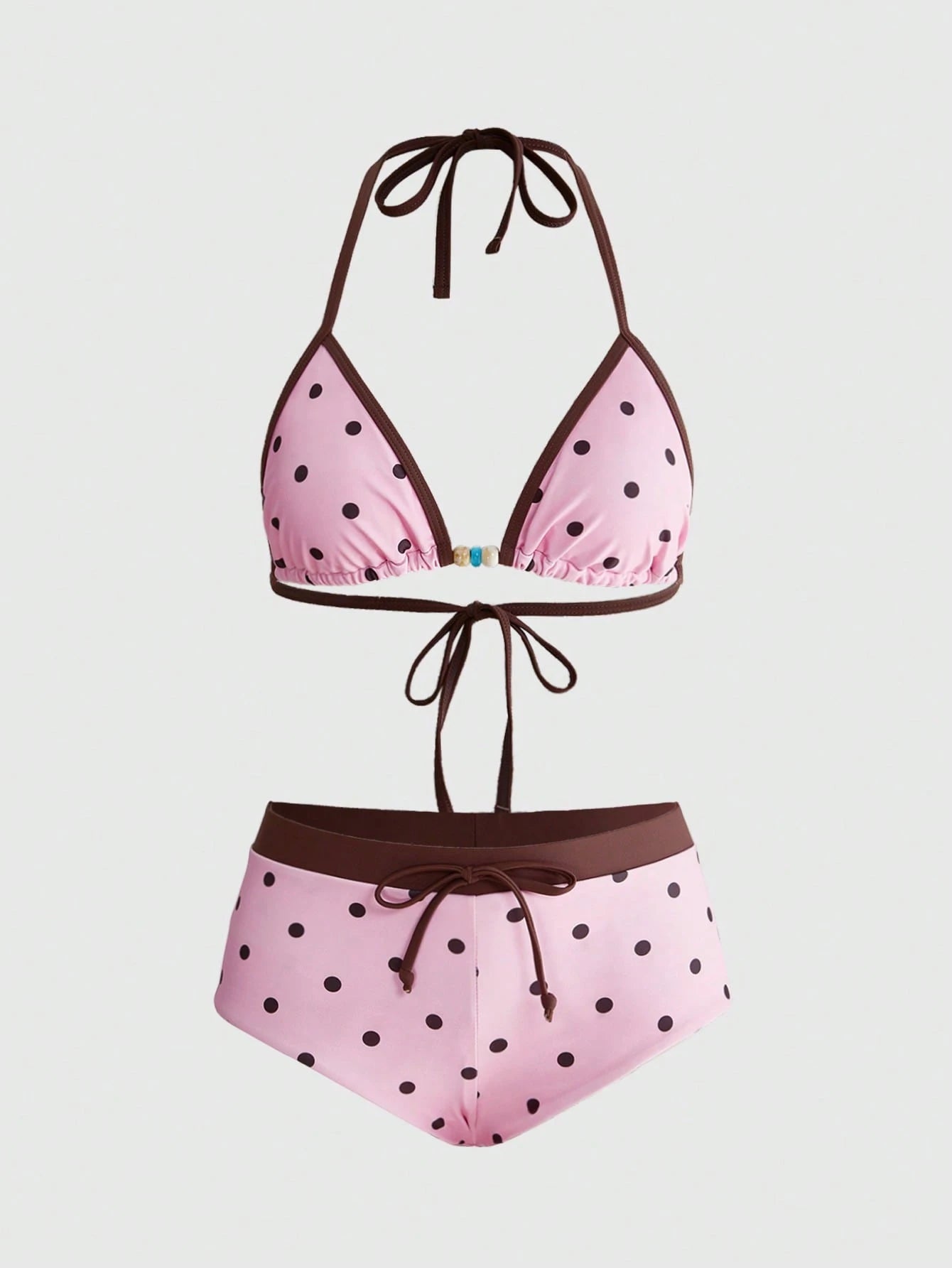 Avant Women's Retro Yellow Polka Dot Print Bikini Set, Suitable For