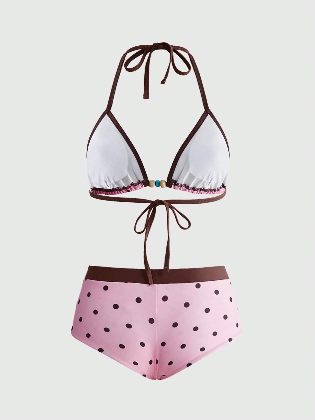 Avant Women's Retro Yellow Polka Dot Print Bikini Set, Suitable For