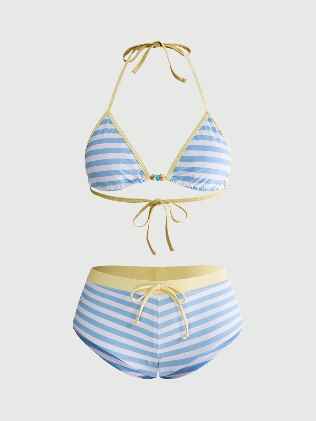 Avant Women's Retro Yellow Polka Dot Print Bikini Set, Suitable For
