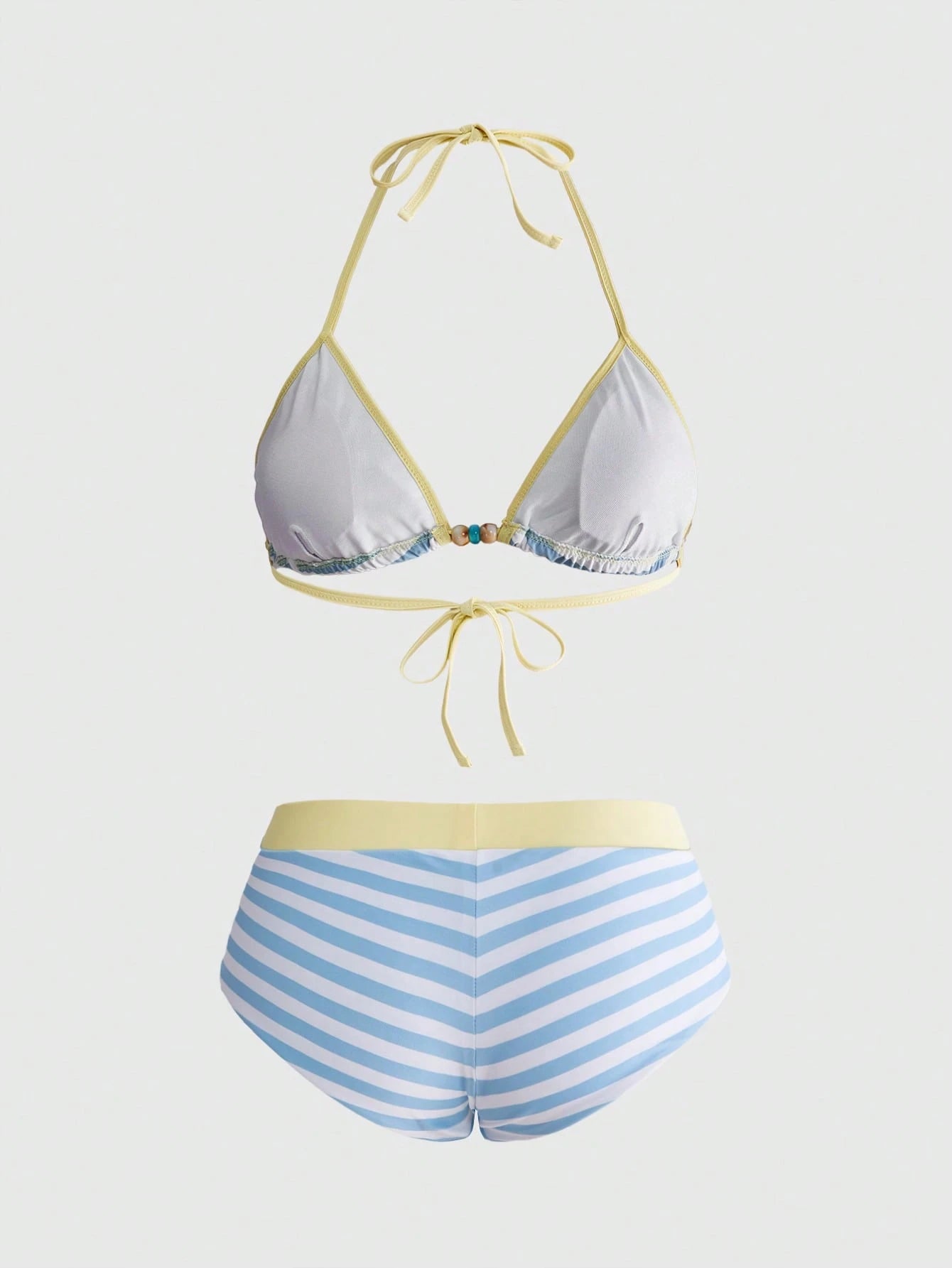 Avant Women's Retro Yellow Polka Dot Print Bikini Set, Suitable For