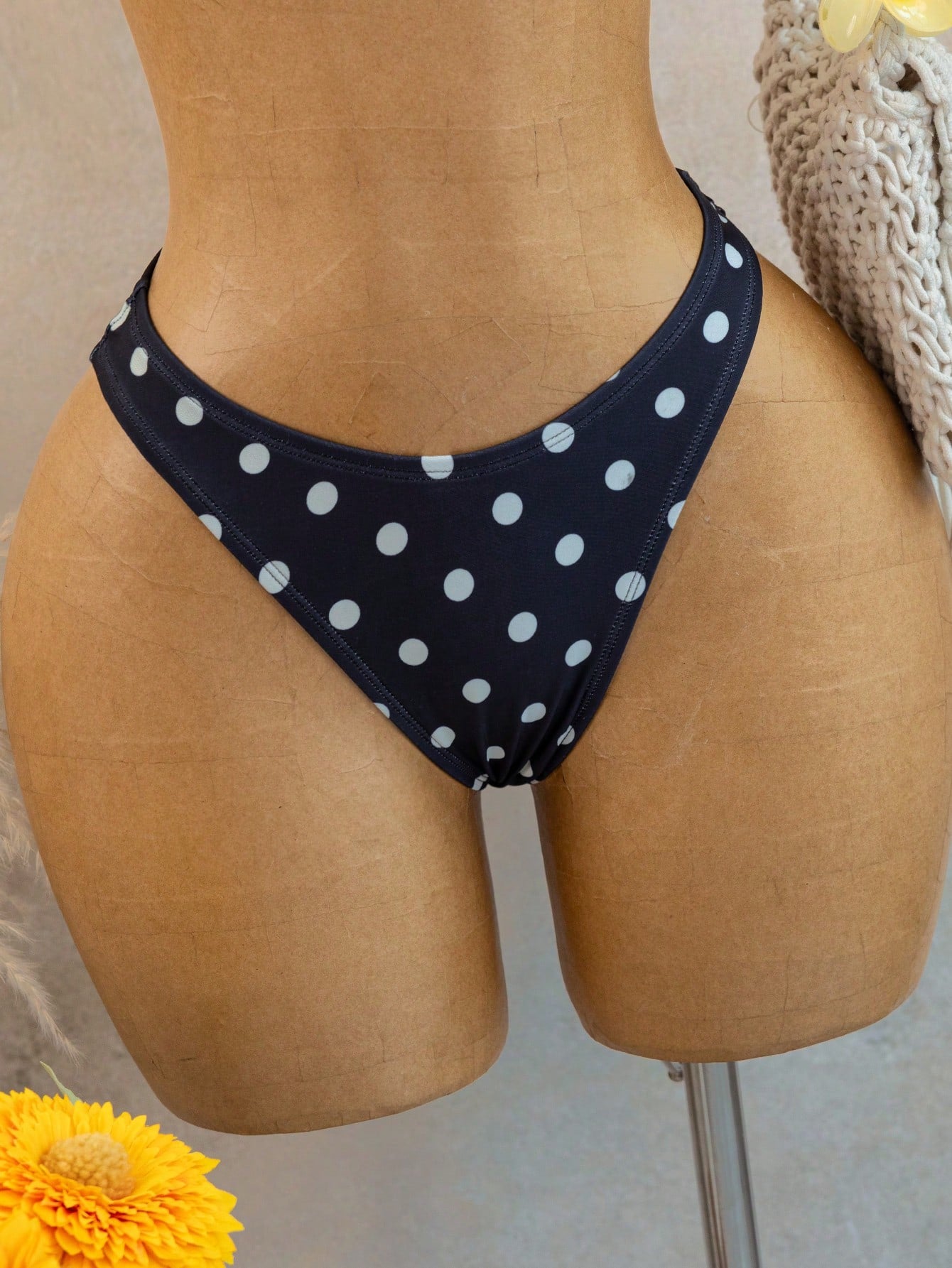 Sirith Vintage Polka Dot Vacation Style Women's 3-Piece Bikini Set,