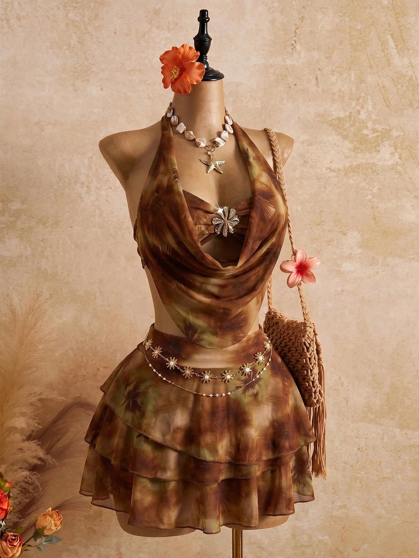 Bellisia 2026 Spring/Summer Vacation Romantic Floral Print Halter