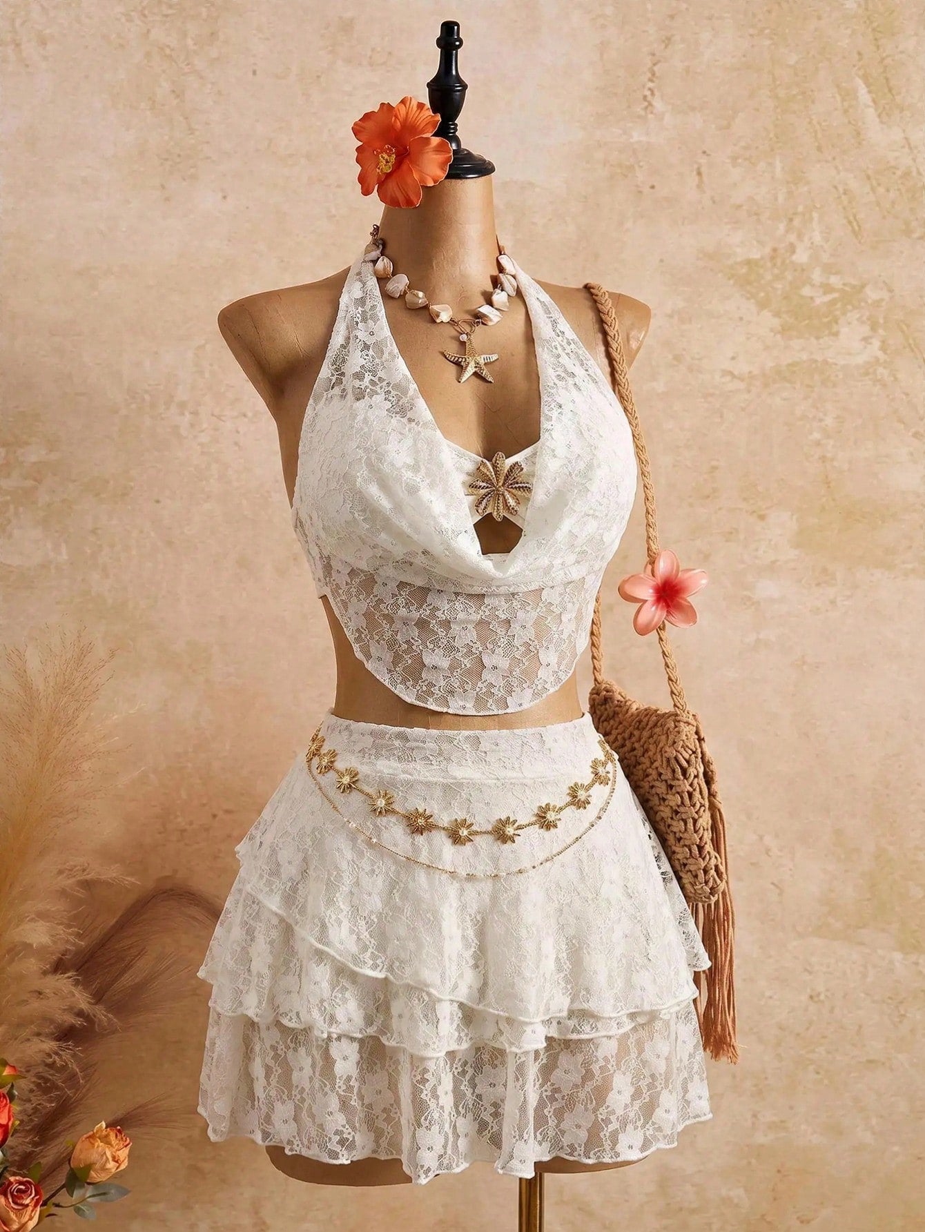 Bellisia 2026 Spring/Summer Vacation Romantic Floral Print Halter