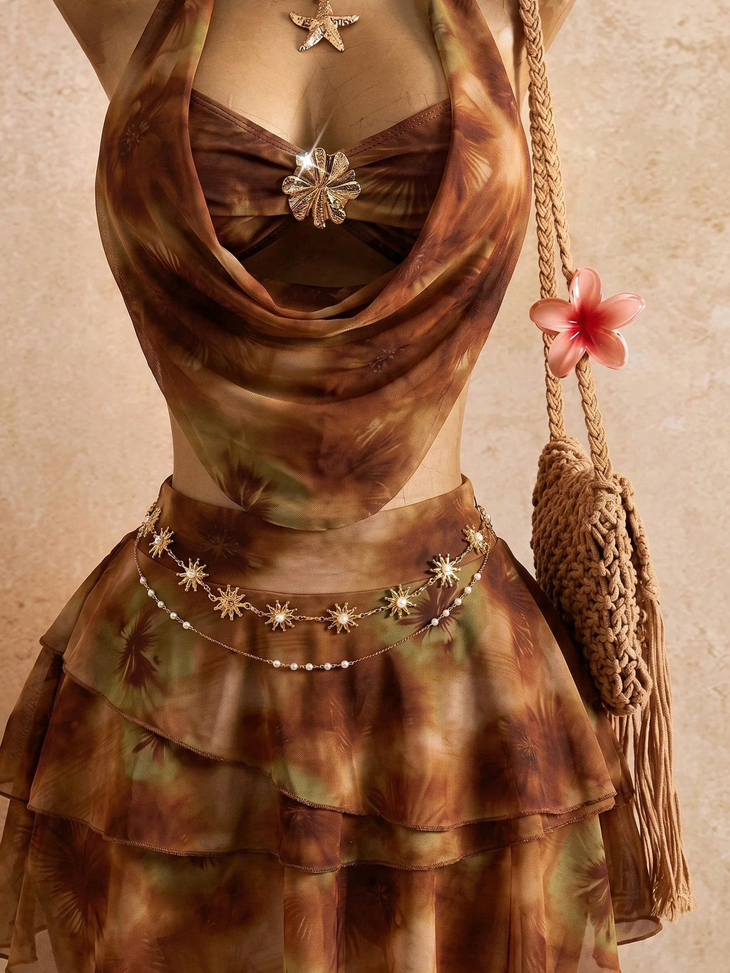 Bellisia 2026 Spring/Summer Vacation Romantic Floral Print Halter
