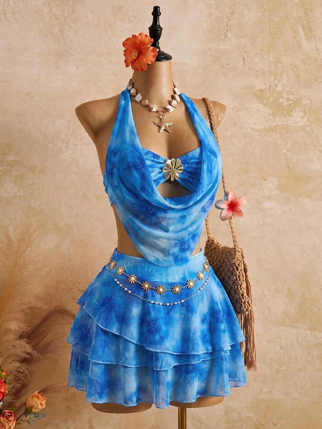 Bellisia 2026 Spring/Summer Vacation Romantic Floral Print Halter
