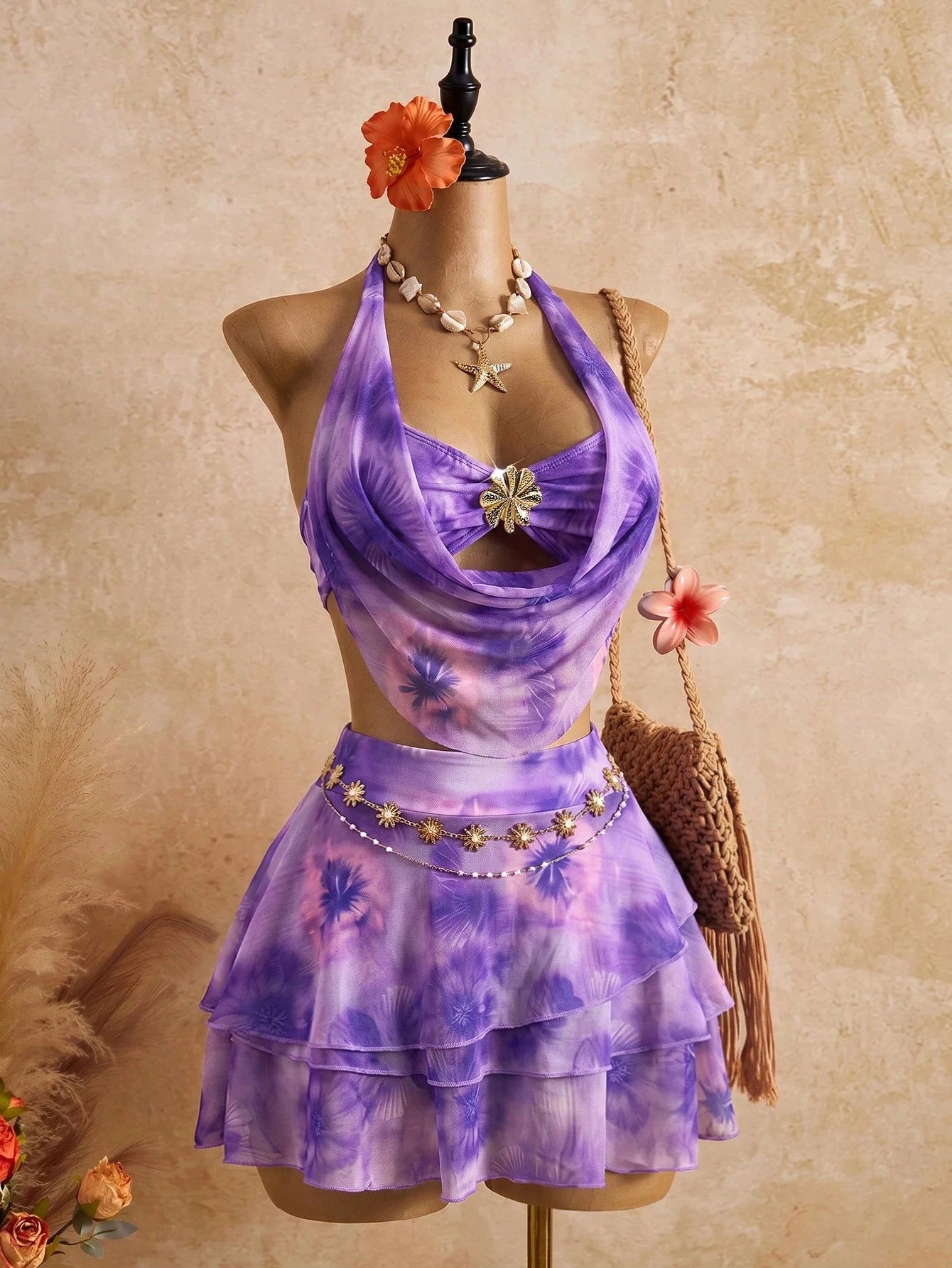 Bellisia 2026 Spring/Summer Vacation Romantic Floral Print Halter