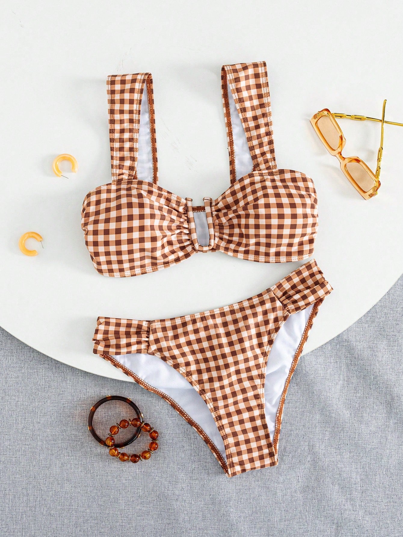Swim Vcay Women's Summer Soft Yellow Bikini Set, U-Neck Wide Strap High Waist Ruched Two Pieces Fashionable - image 17
