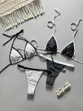Swim Vcay Women Swimsuit Set: Backless Strap Top And Thong Bikini Bottom Beach Vacation Multi-Piece Swimwear,