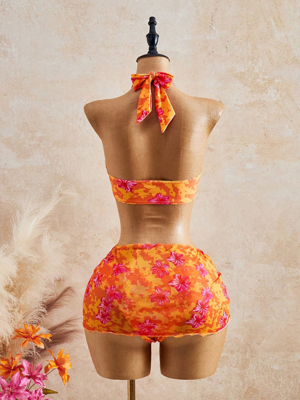 Bellisia Women's Yellow Summer Boho Beach Holiday 3-Piece Set,Tie-Dye