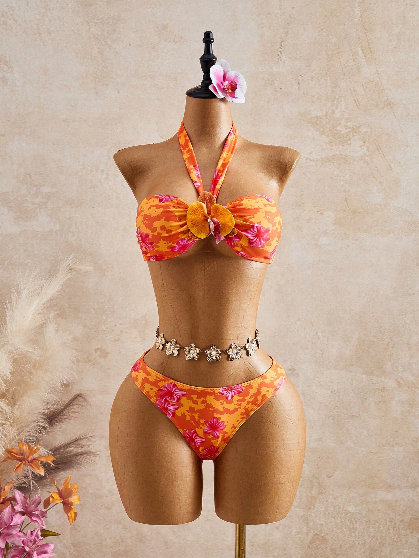 Bellisia Women's Yellow Summer Boho Beach Holiday 3-Piece Set,Tie-Dye