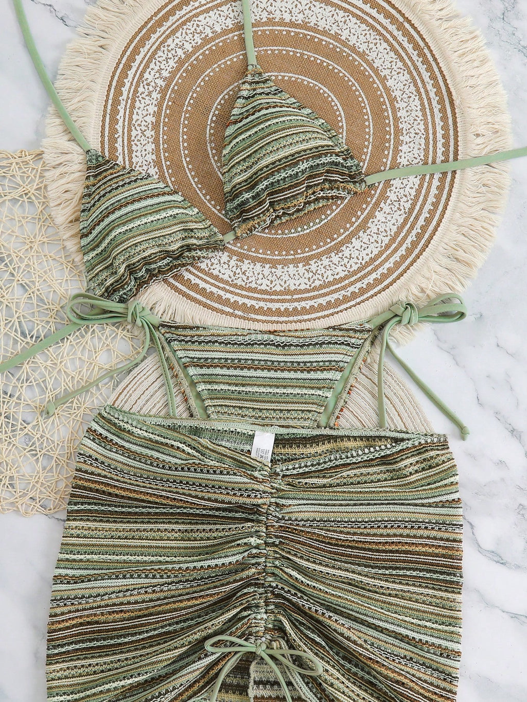 Bikinx Women's Wavy Pattern Backless Sexy Bikini Set With Cover-Up