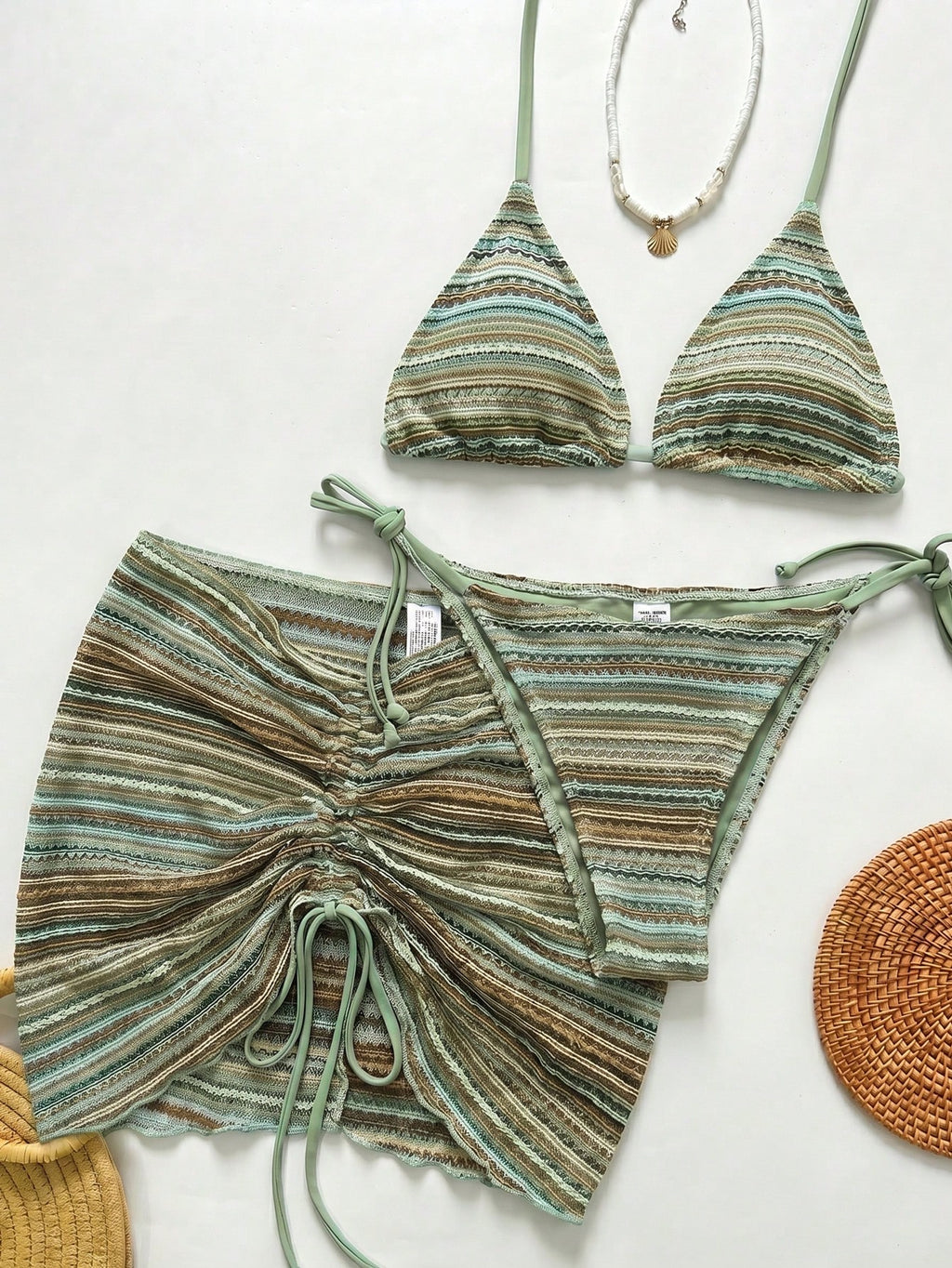 Bikinx Women's Wavy Pattern Backless Sexy Bikini Set With Cover-Up