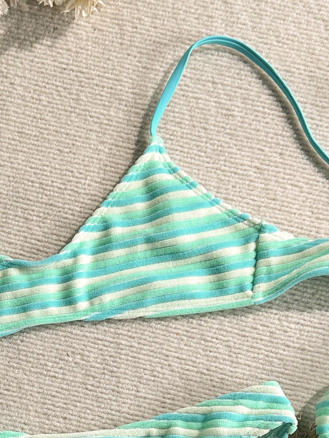 Swim Mod Summer Beach Women 2 Pieces Set Green Special Texture Fabric
