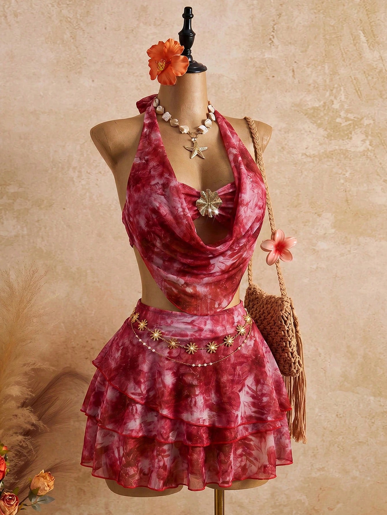 Bellisia 2026 Spring/Summer Vacation Romantic Floral Print Halter