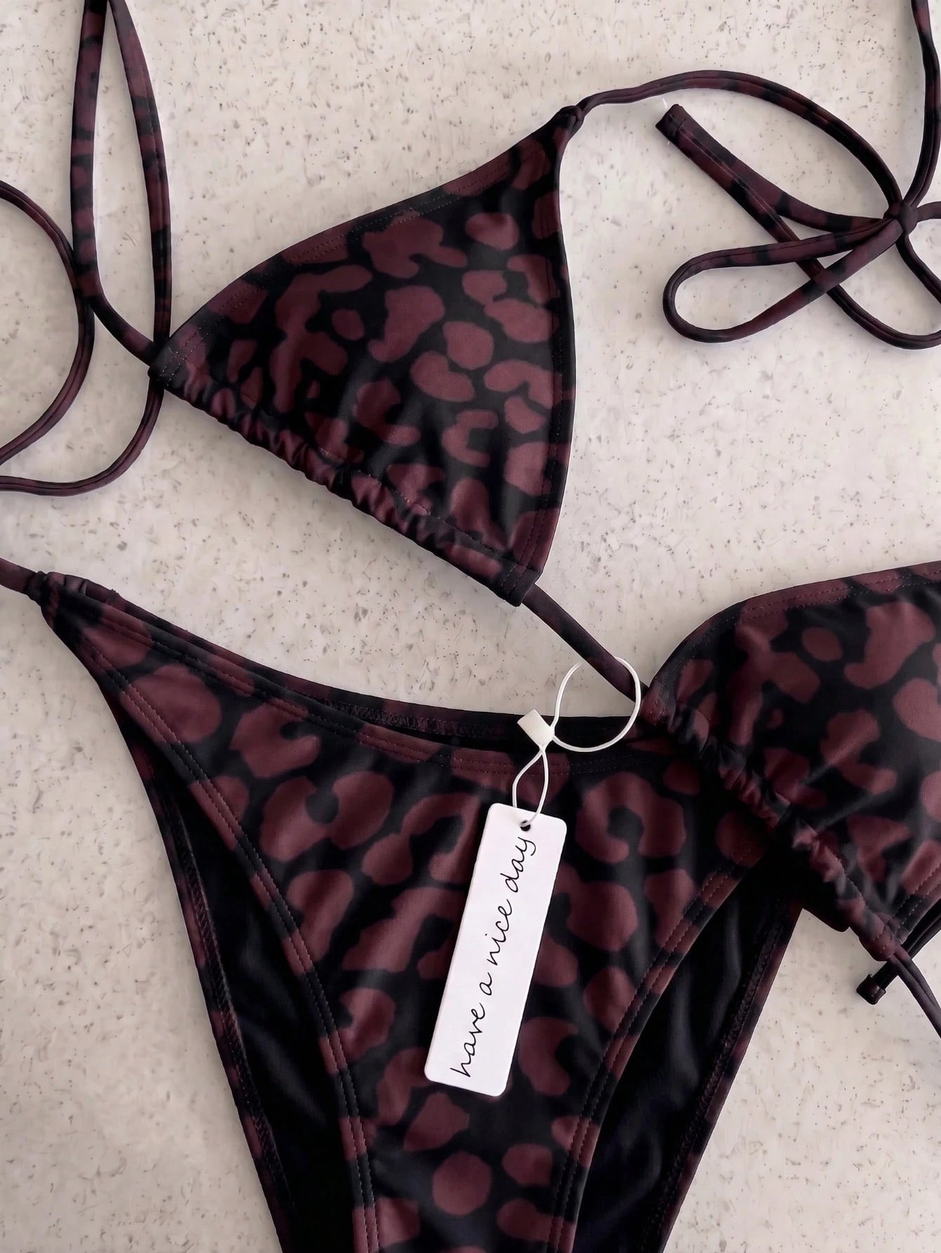 Retro Leopard Print Knotted Bikini Set, Sexy Push-Up High Waist Fitted 2 Pieces Swimsuit For Women, Summer - image 10