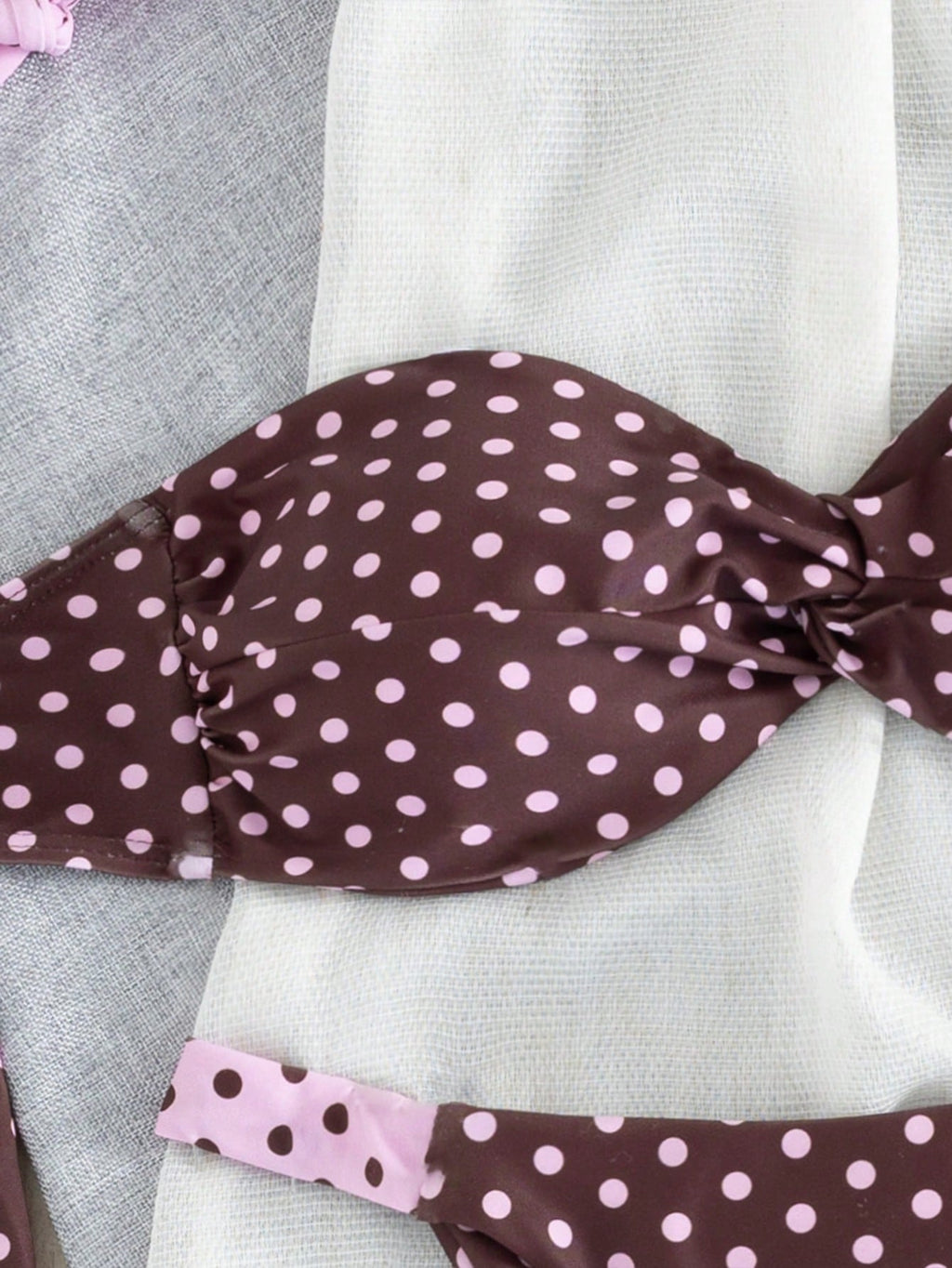 Women's Polka Dot Bandeau Bikini Set, Fashionable And Comfortable