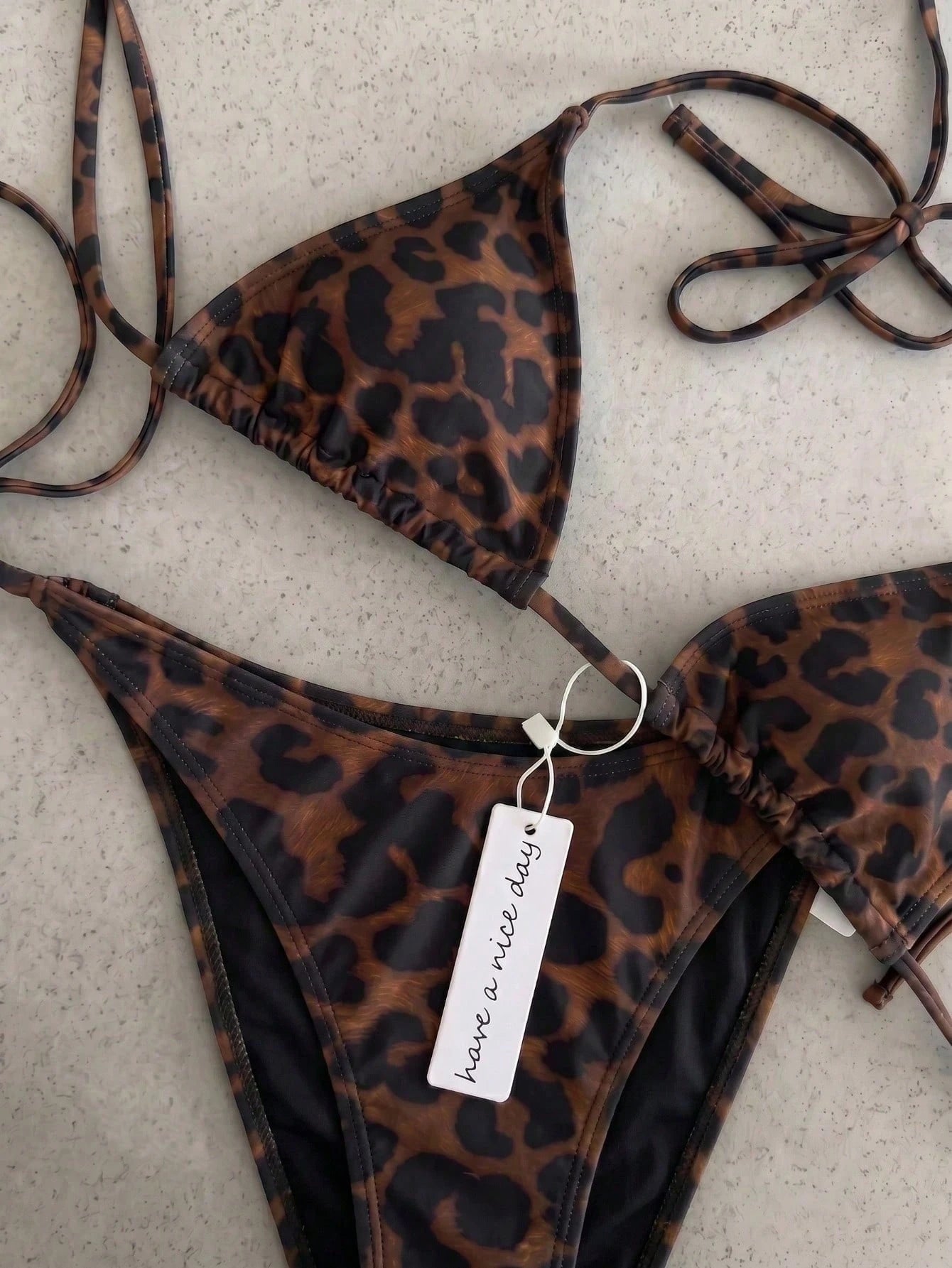 Retro Leopard Print Knotted Bikini Set, Sexy Push-Up High Waist Fitted 2 Pieces Swimsuit For Women, Summer - image 5