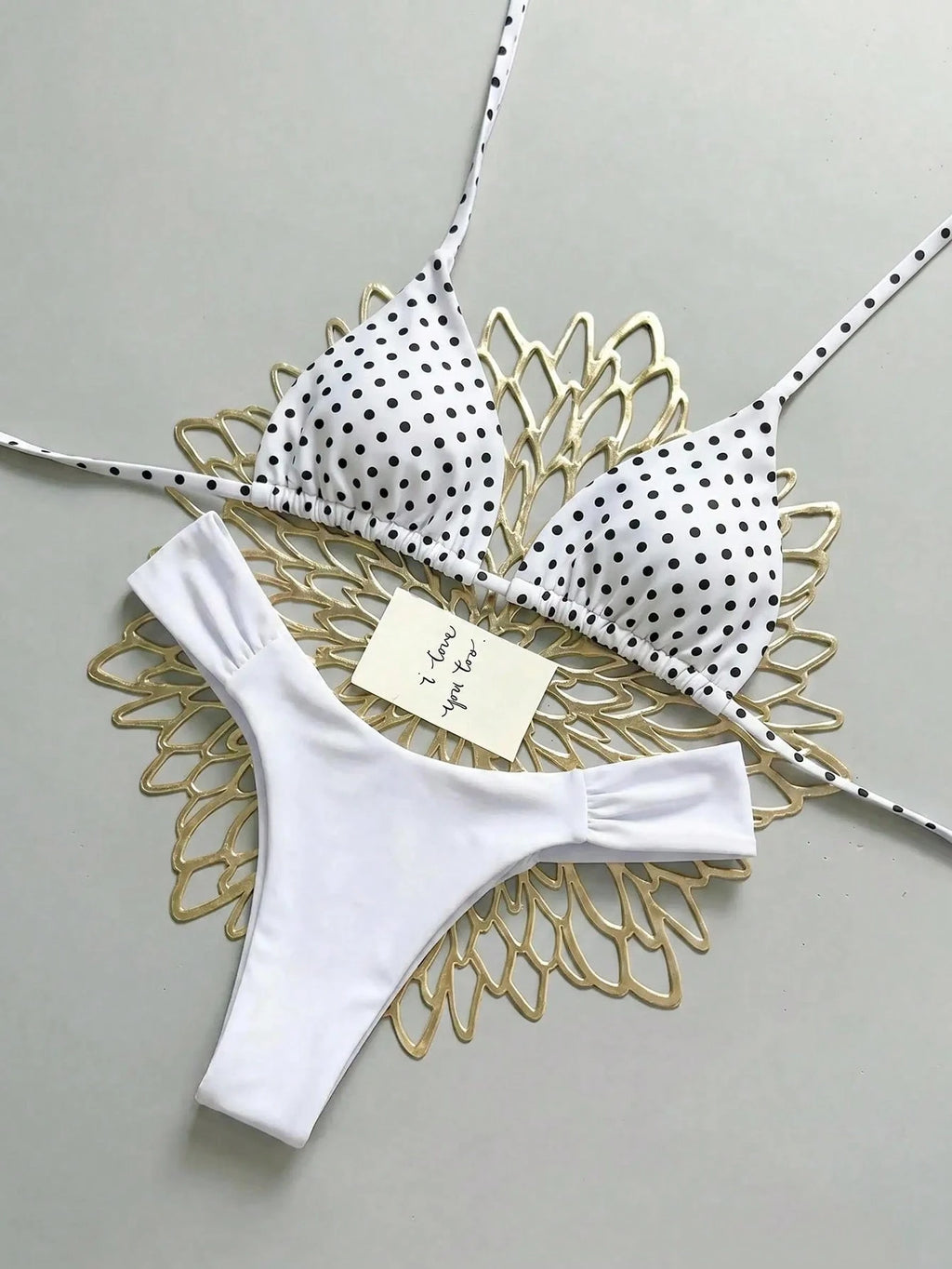 Swim Chiccia 26SS Summer Holiday Beach Holiday Pool Party Polka Dot Cute White Polka Dot Polka Dot Bikini Set - image 3
