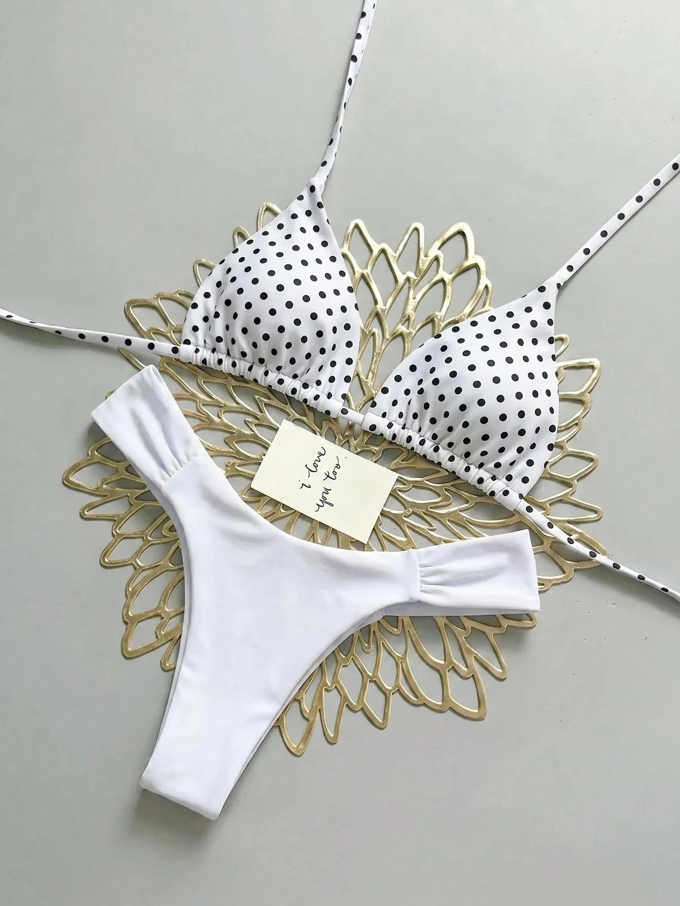 Swim Chiccia 26SS Summer Holiday Beach Holiday Pool Party Polka Dot Cute White Polka Dot Polka Dot Bikini Set - image 3