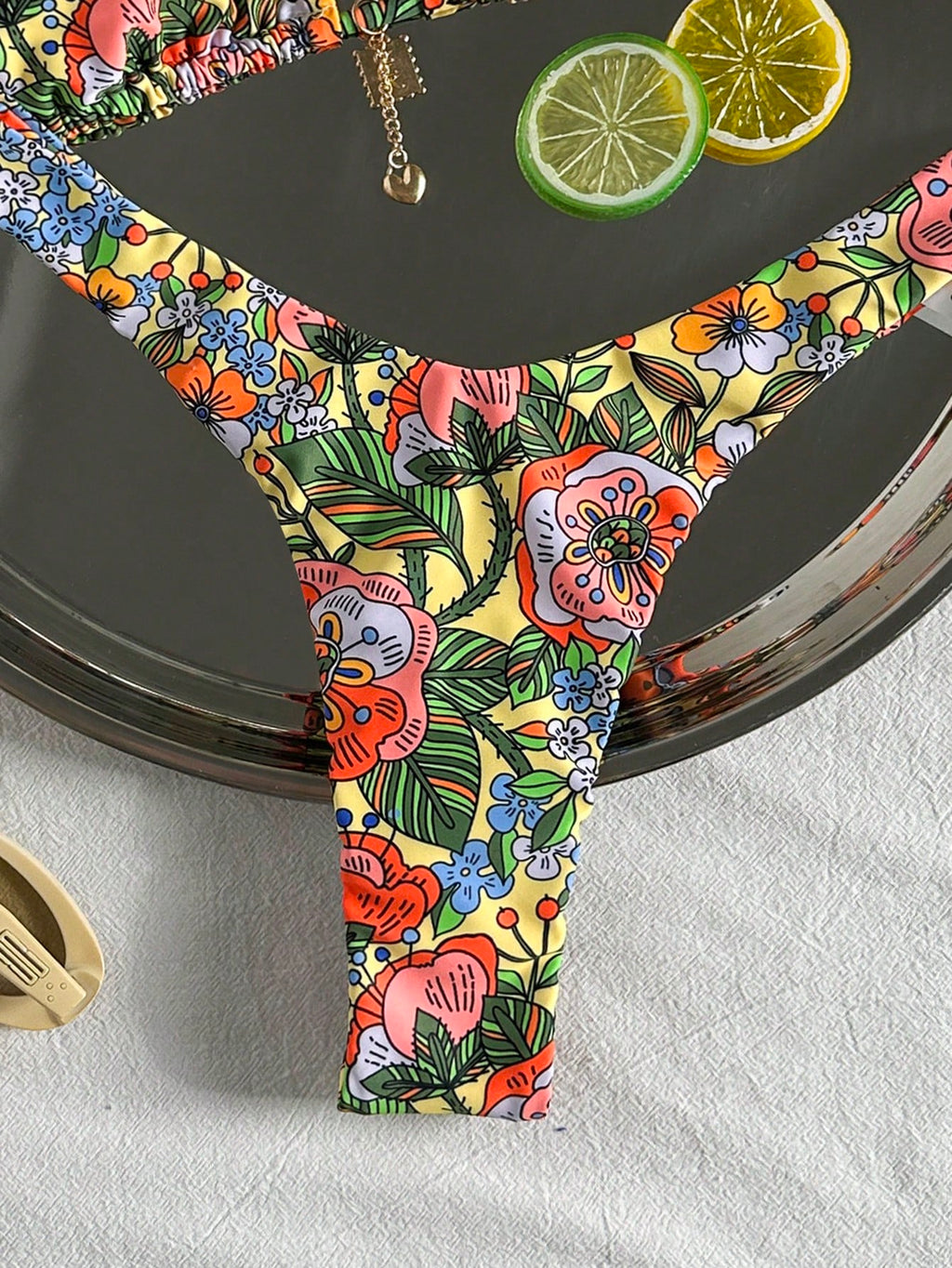 Swim Basics Women Summer Random Floral Print Halter Metal Decor Sexy Bikini Set - image 17