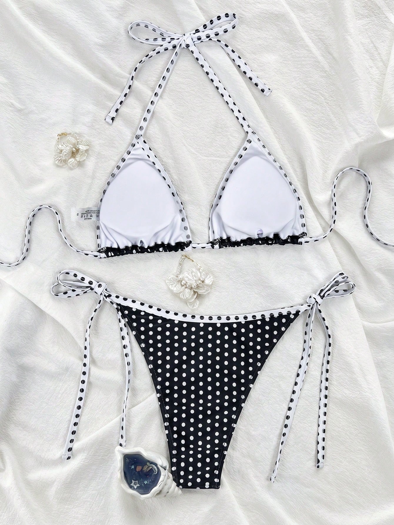 Swim Mod Women's Summer New Edged Halter Backless Tie Side Allover