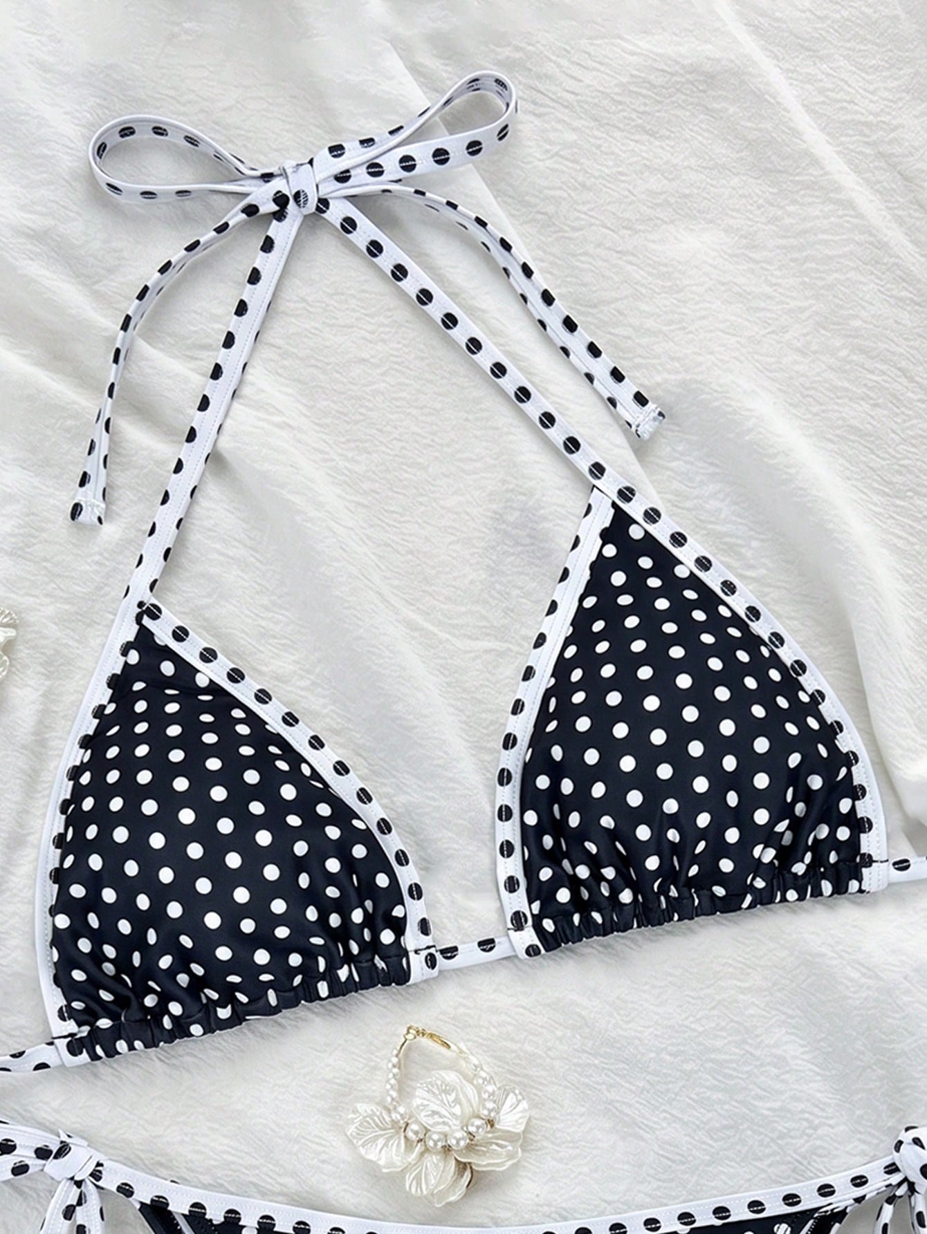 Swim Mod Women's Summer New Edged Halter Backless Tie Side Allover