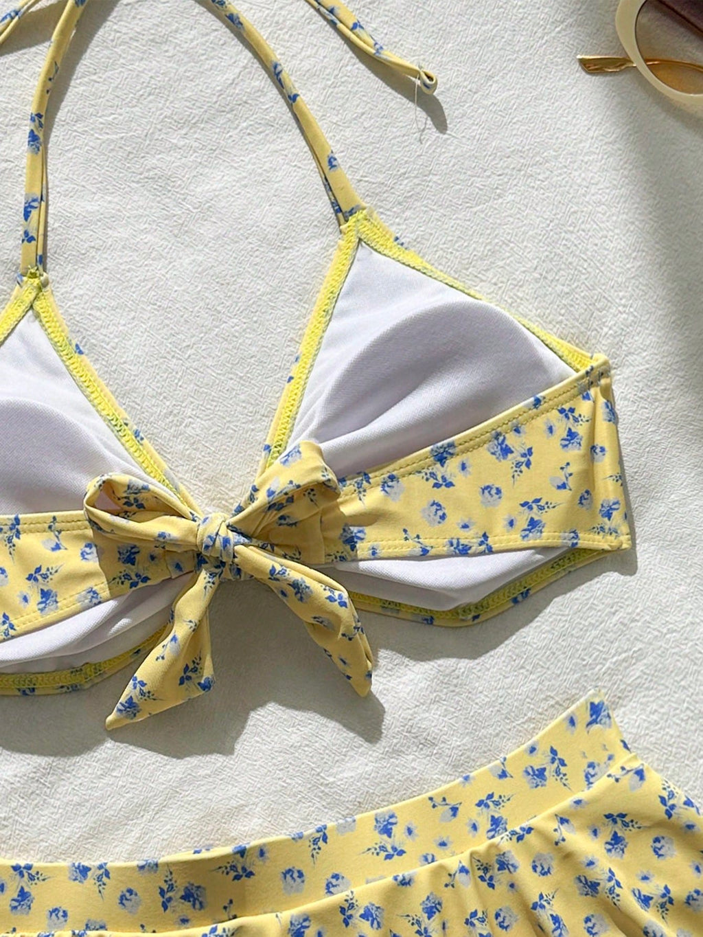 Swim Mod Summer Beach Floral Print Front Knot & Ruffle Trimmed Bikini Set - image 6