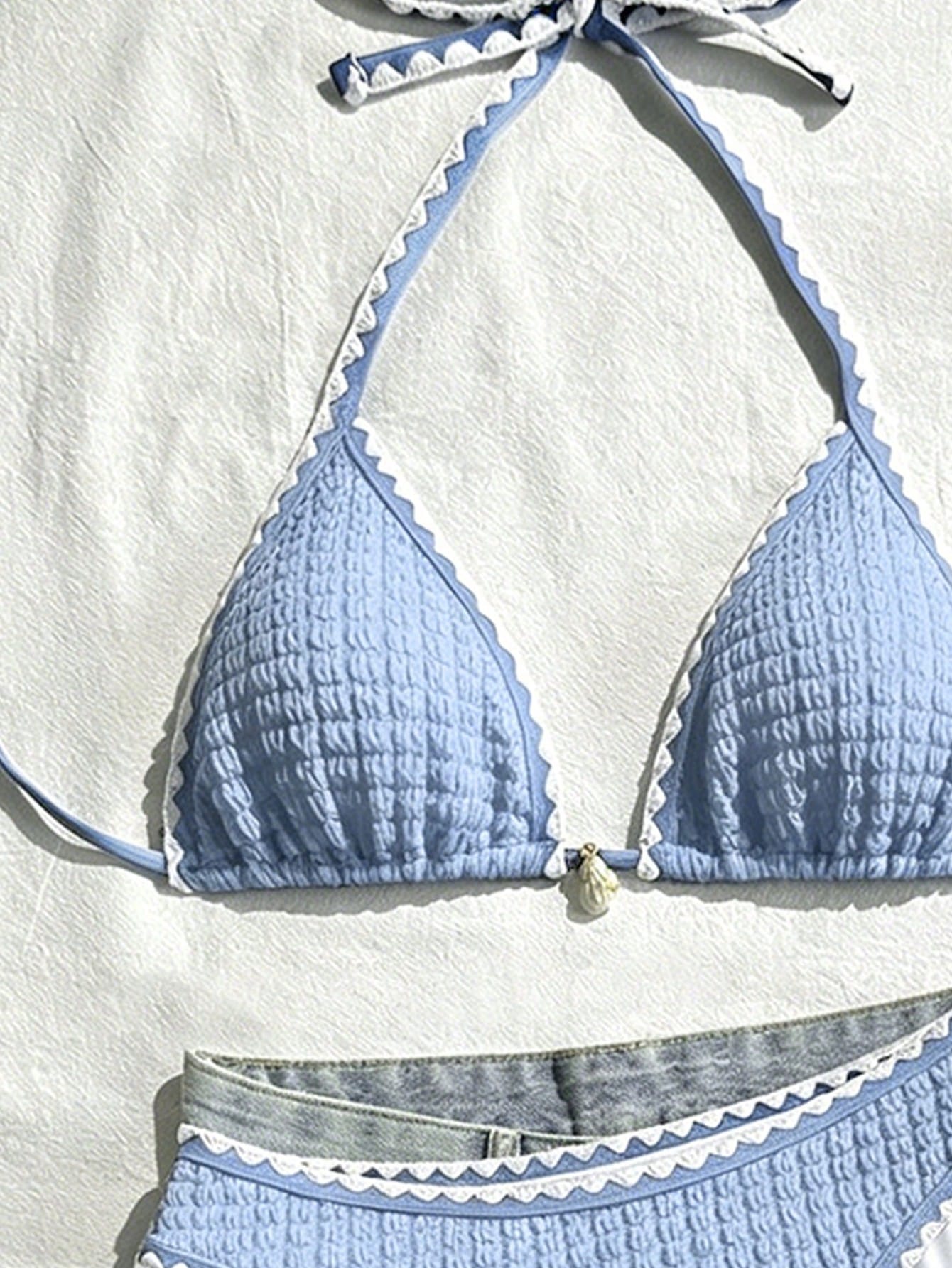 Swim Mod Women's 2 Pieces Swimsuit Set, Star Print & Solid Color Patchwork, Summer Holiday Beach Outfit - image 20