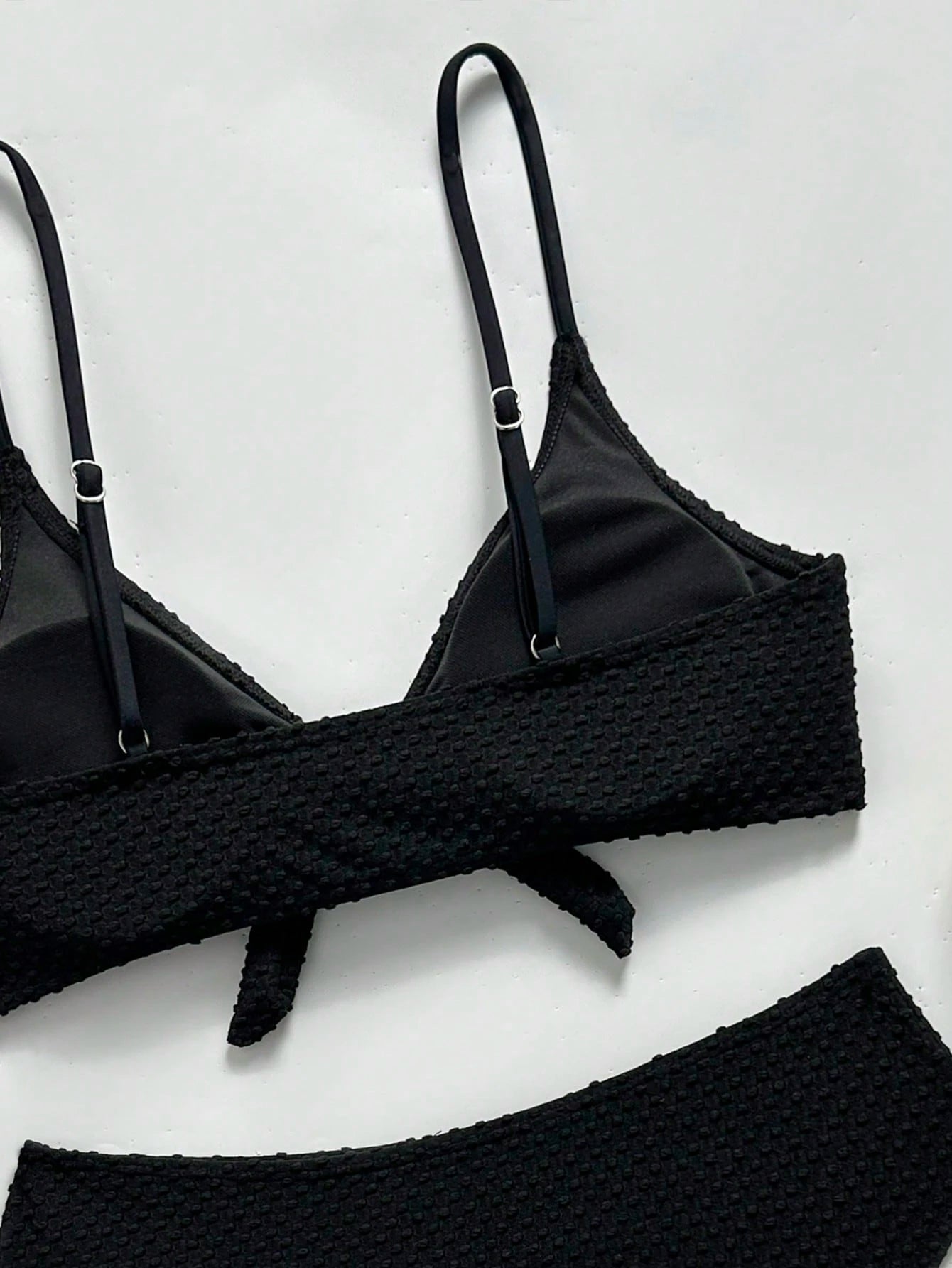 Bonvoyette Women's Summer Black Special Fabric Spaghetti Strap Sexy