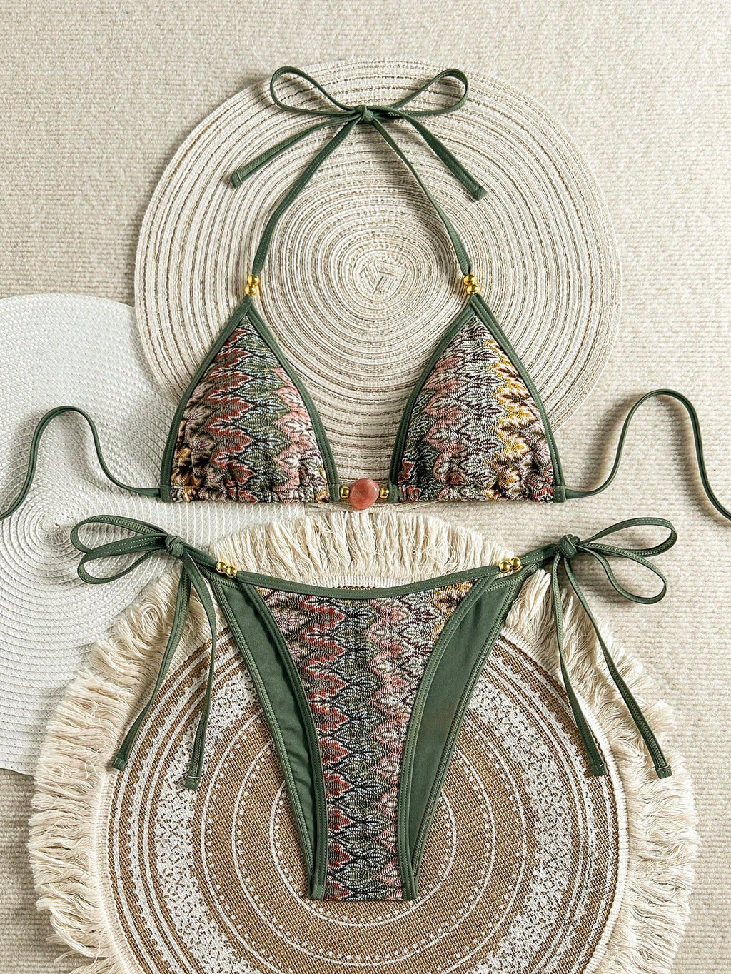 Swim Mod 2026 Spring/Summer Vintage Style Bikini With Pendant,