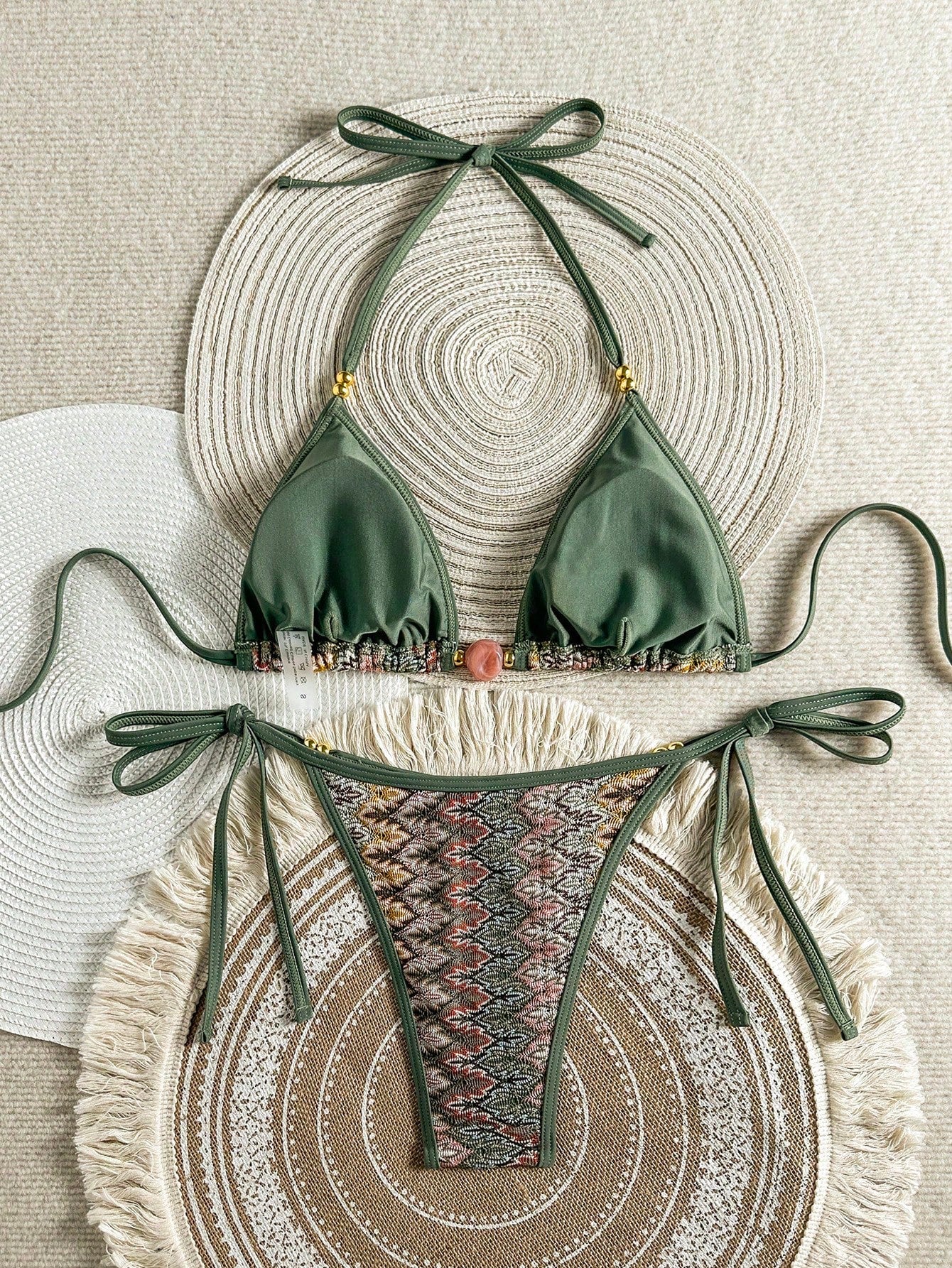 Swim Mod 2026 Spring/Summer Vintage Style Bikini With Pendant,