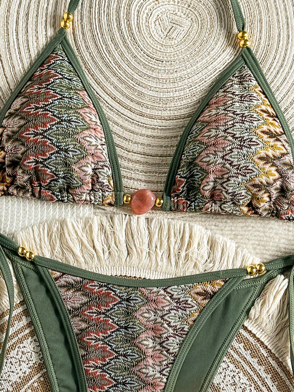 Swim Mod 2026 Spring/Summer Vintage Style Bikini With Pendant,