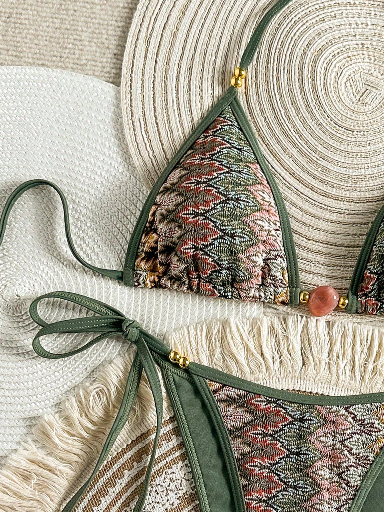 Swim Vcay Ladies Sexy Colorblock Halter Neck Tie Bikini Set For Vacation,Summer Beach - image 5