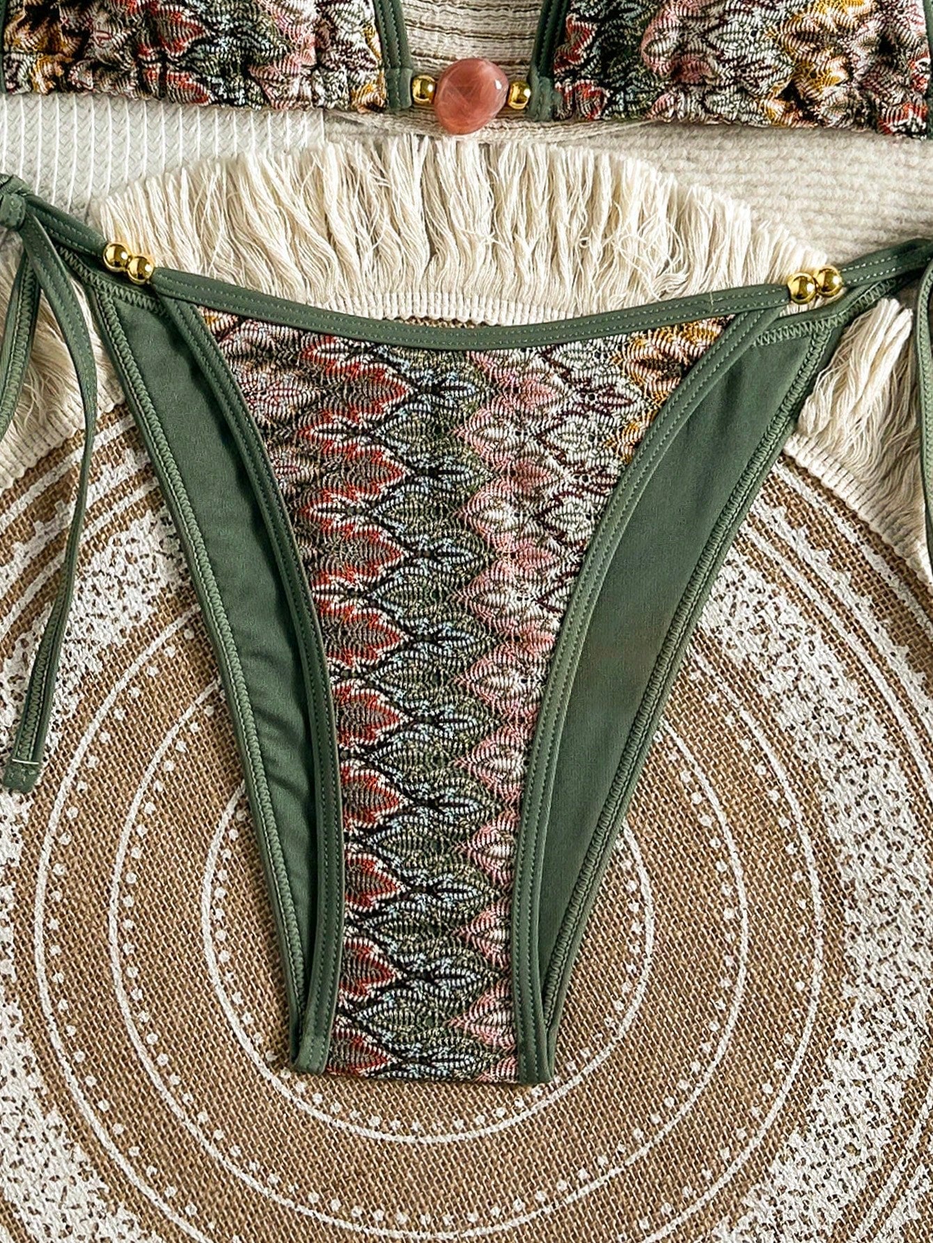 Swim Mod 2026 Spring/Summer Vintage Style Bikini With Pendant,