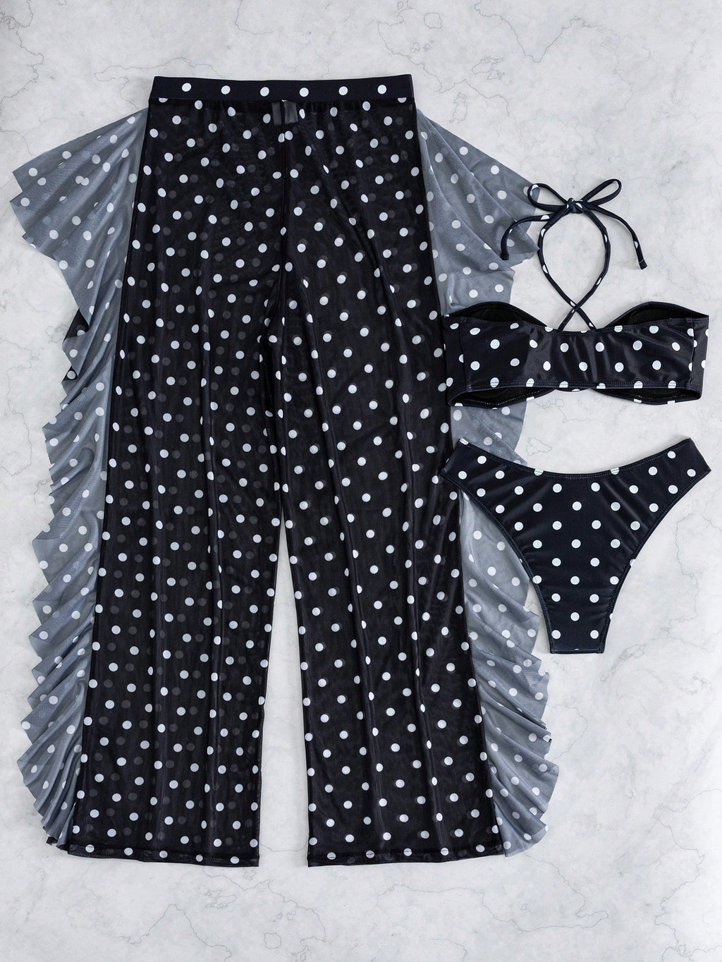 Swim Vcay Women's Summer Beach Polka Dot Crisscross Halter Neck Tie Sexy Fashion