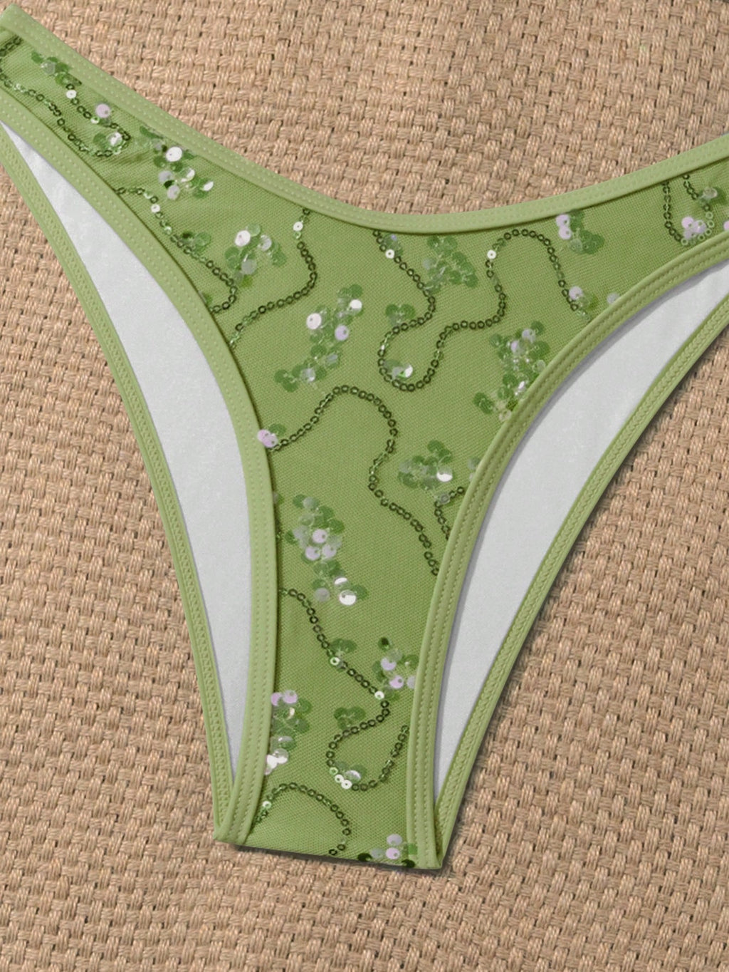 Costavie 2-Piece Floral Sequin Textured Bandeau Bikini Set, Sexy