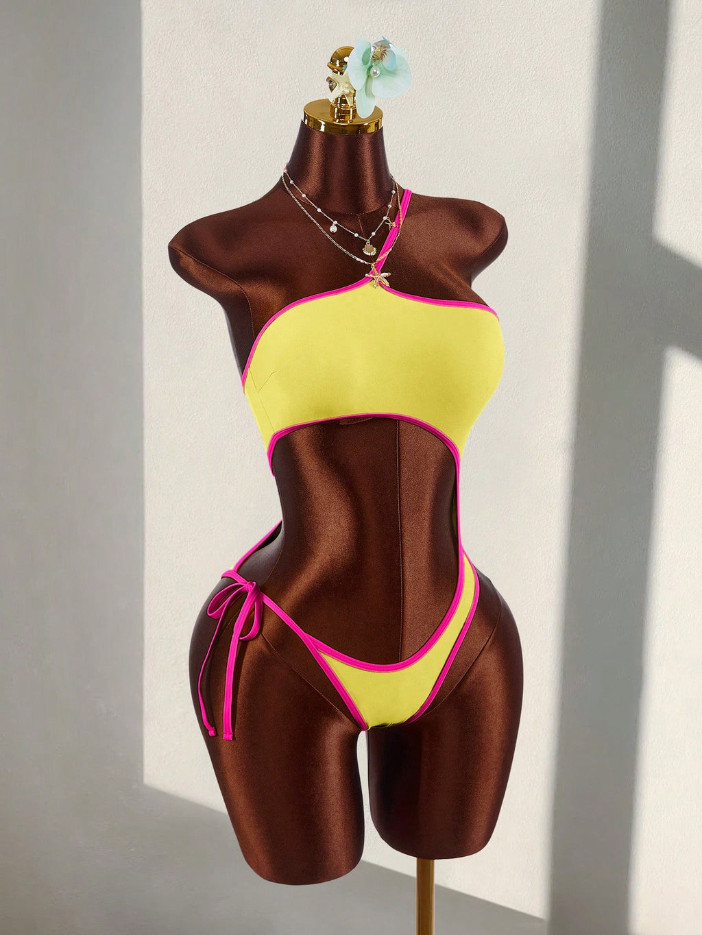 Amplova Women's One-Piece Backless Swimsuit With Cutout Waist,Olive Green,Summer,Cute,Beach,Contrast Color, & - image 9