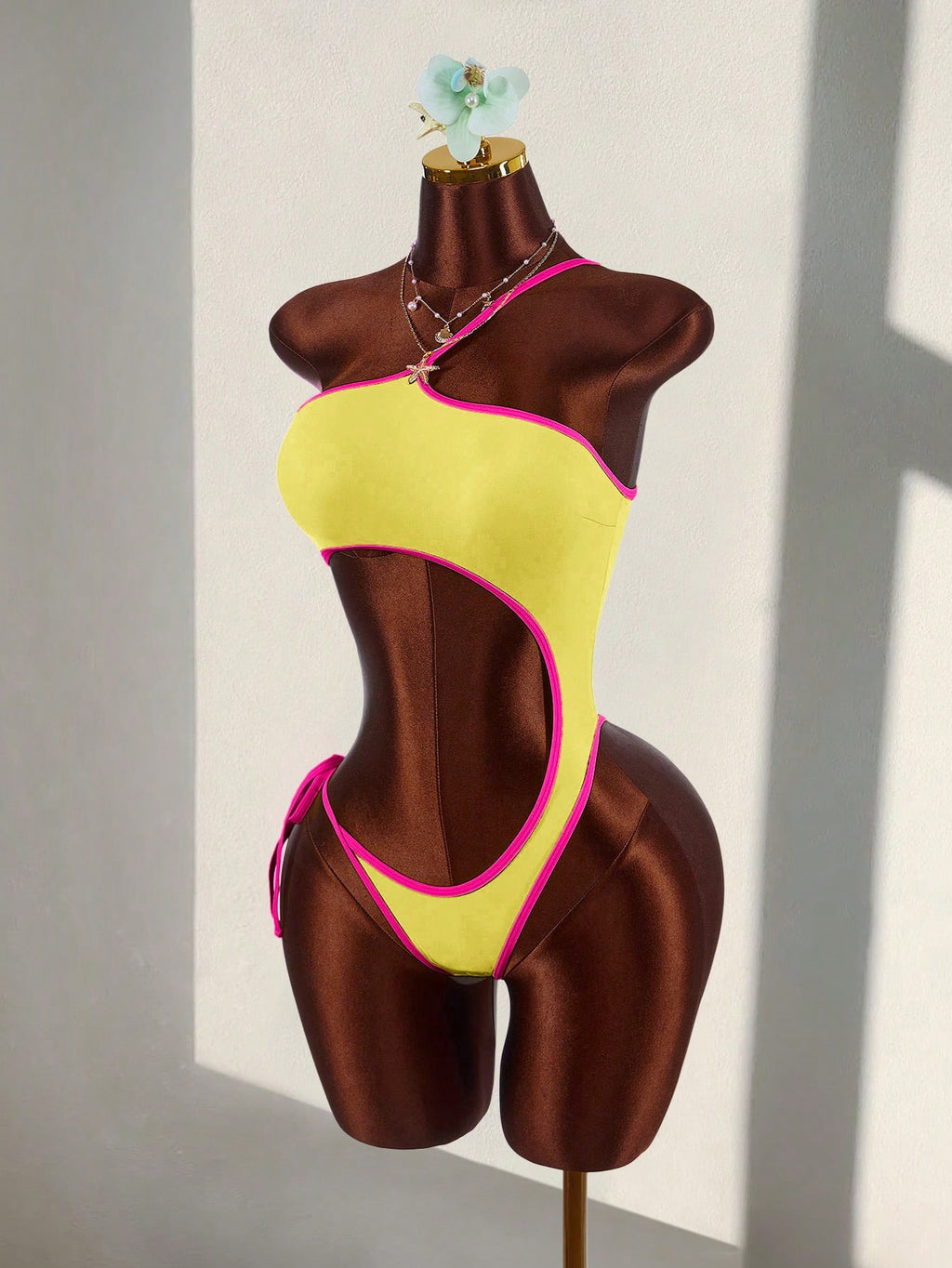 Amplova Women's One-Piece Backless Swimsuit With Cutout Waist,Olive Green,Summer,Cute,Beach,Contrast Color, & - image 10