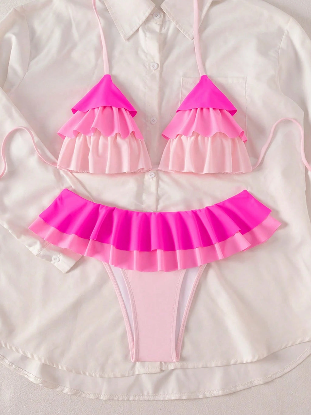 Swim Mod New Women's Ruffled Bikini Set, Sexy & Cute Beach Swimwear For Summer V