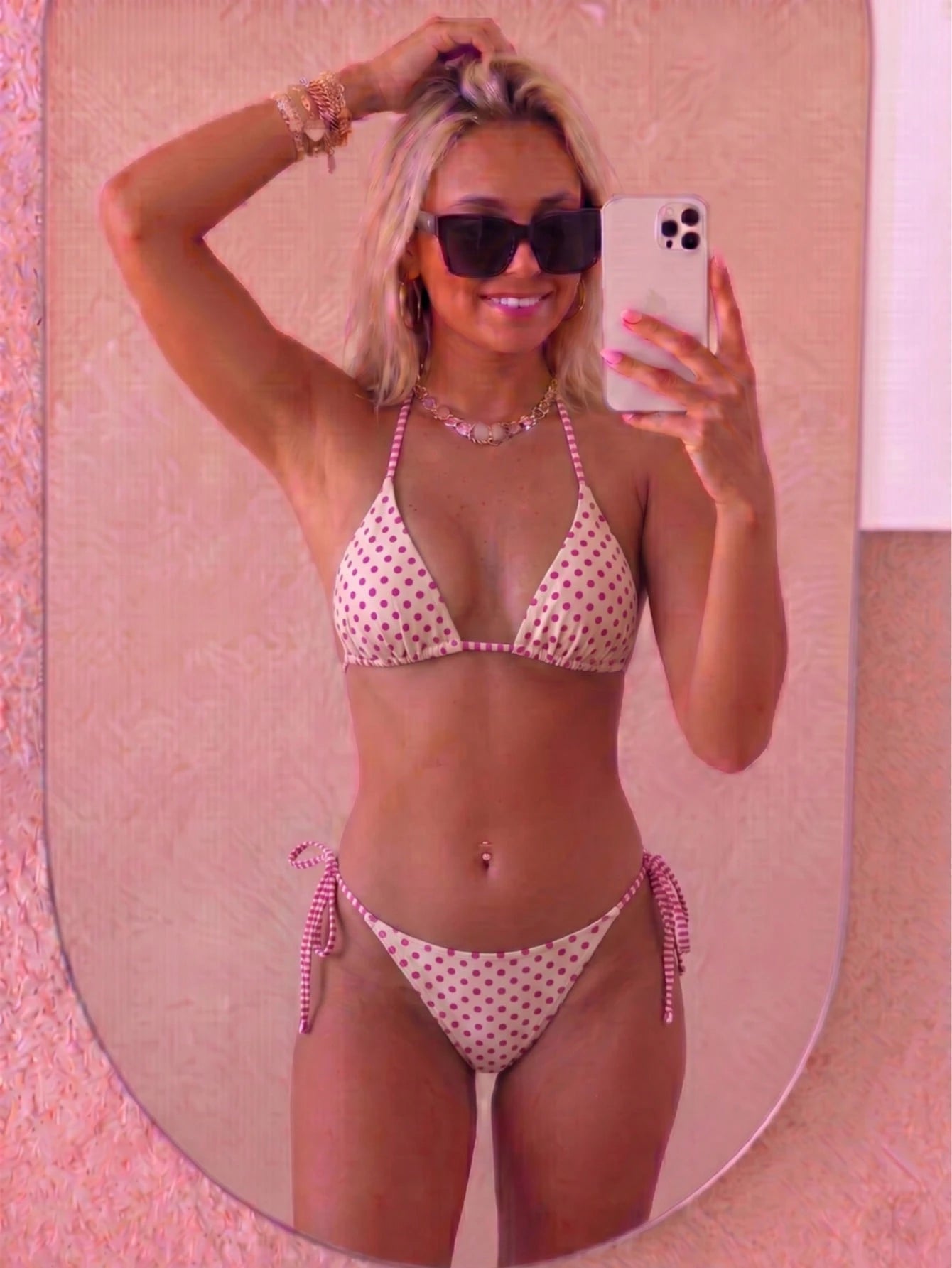 AUGUST VACATION Women's Cute Mint Green Polka Dot Print Sexy Bikini