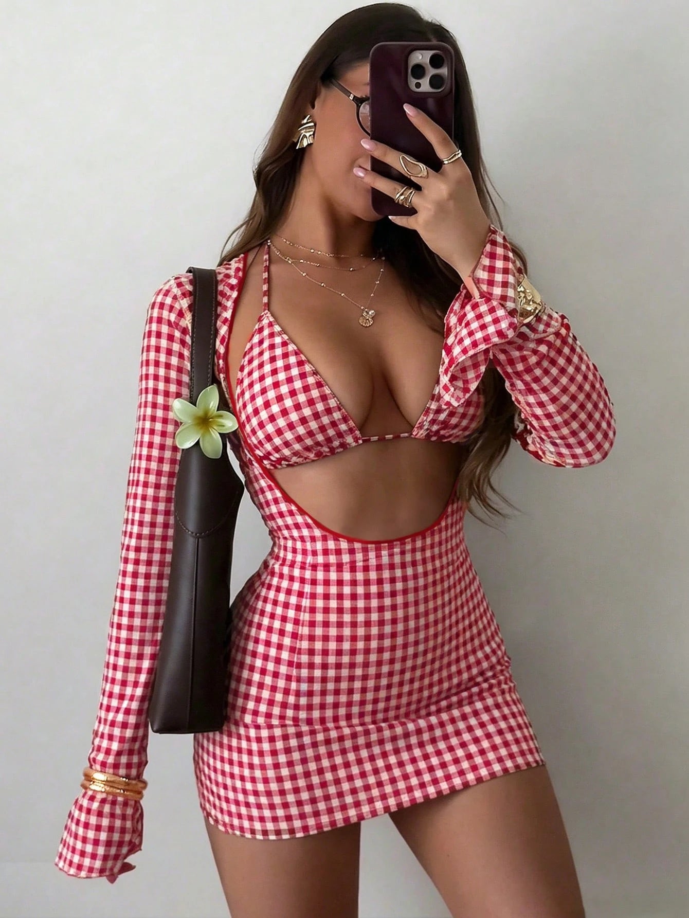 Swim SXY 3pcs/Set Women's Sexy Colorful Hollow Striped Cover-Up,
