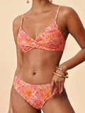 Travachic Women's Blue Gingham Bikini Set With Straps Beach Pool